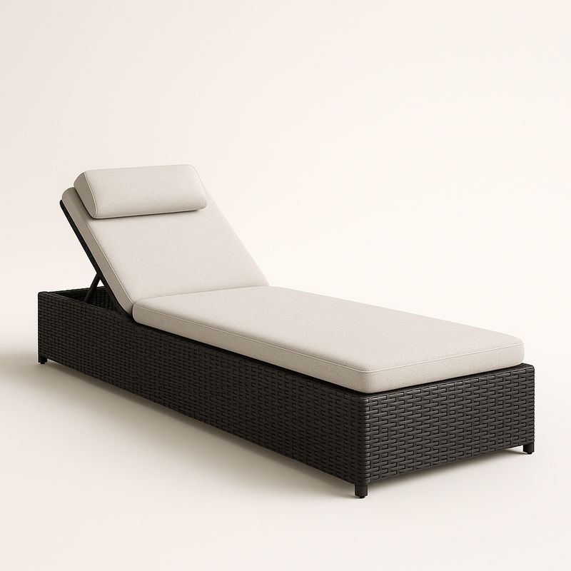 Gartenliege Verstellbar Rattan Beige