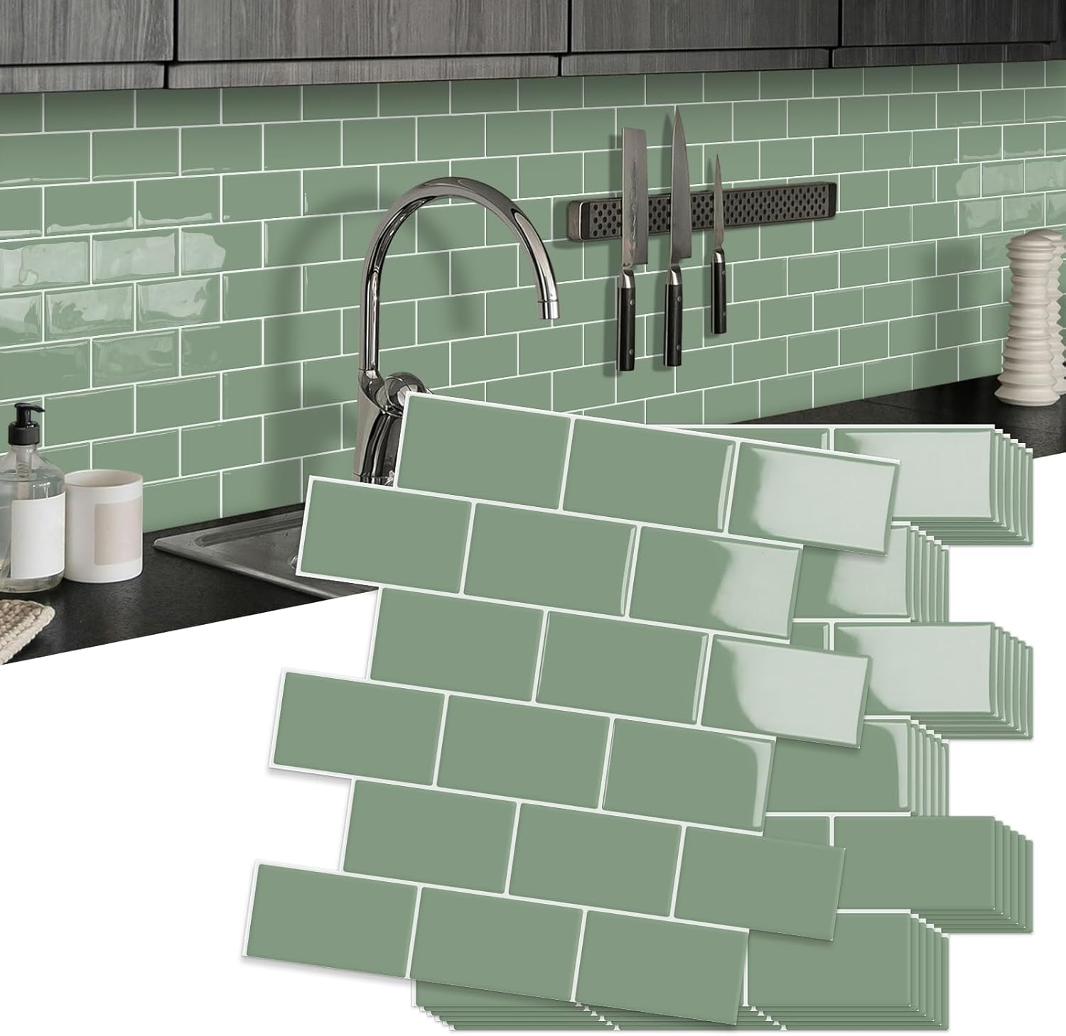 10-Sheet Thick Peel and Stick Kitchen Backsplash Tiles
