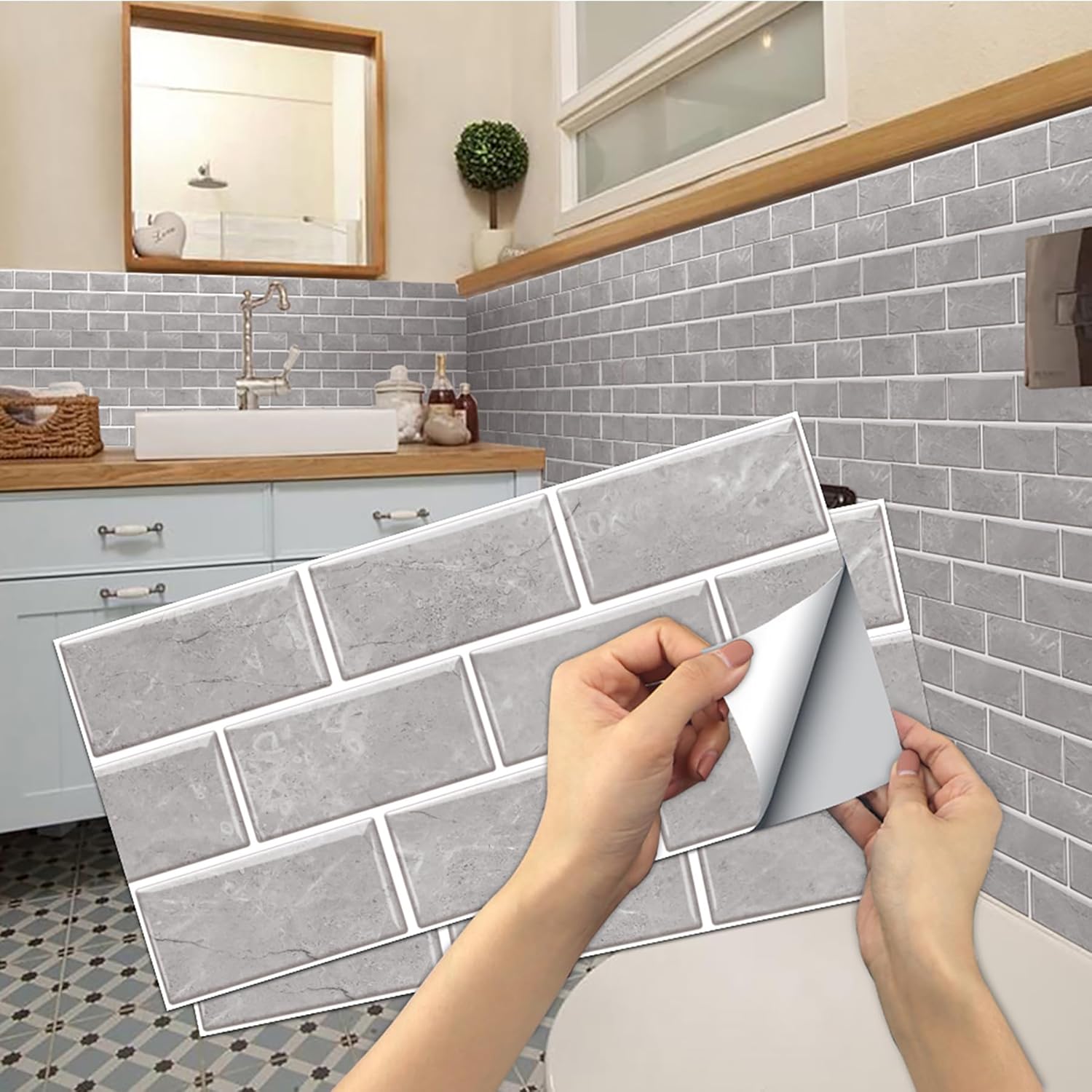 12-Sheet White Peel and Stick Wall Tile