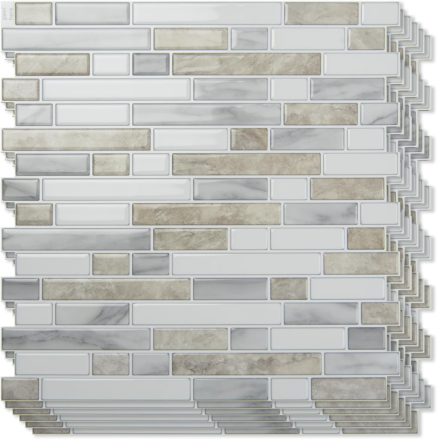 10-Sheet Heavy-Duty Peel and Stick Backsplash, Waterproof Wall Tiles Stick on Kitchen Backsplash Living Space