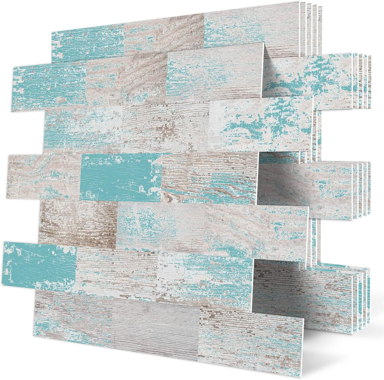 20-Sheet Peel and Stick Rustic Backsplash Wall Tile Self Adhesive for Kitchen Farmhouse Faux Wood Look (13.5" x 11.4")