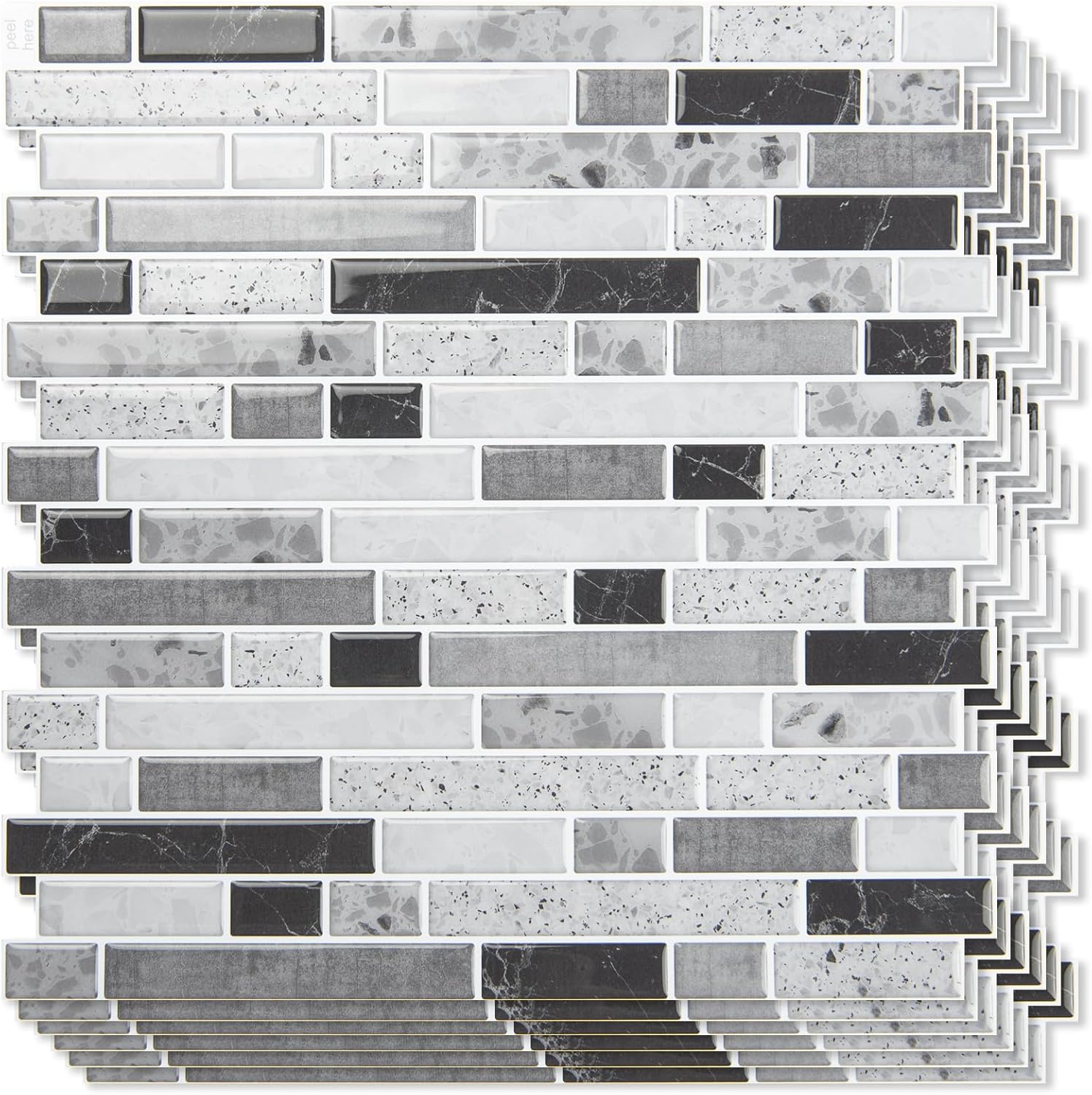 10-Sheet Heavy-Duty Peel and Stick Backsplash, Waterproof Wall Tiles Stick on Kitchen Backsplash Living Space