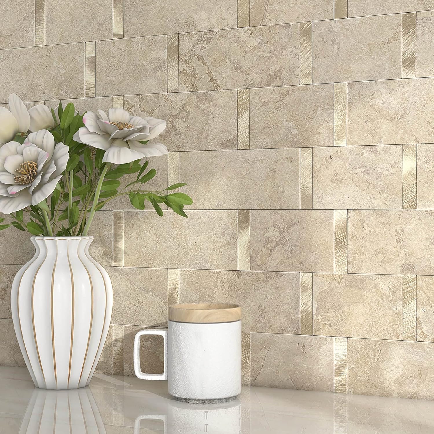 Tile Peel and Stick Backsplash Self-Adhesive Bathroom Wall Tiles