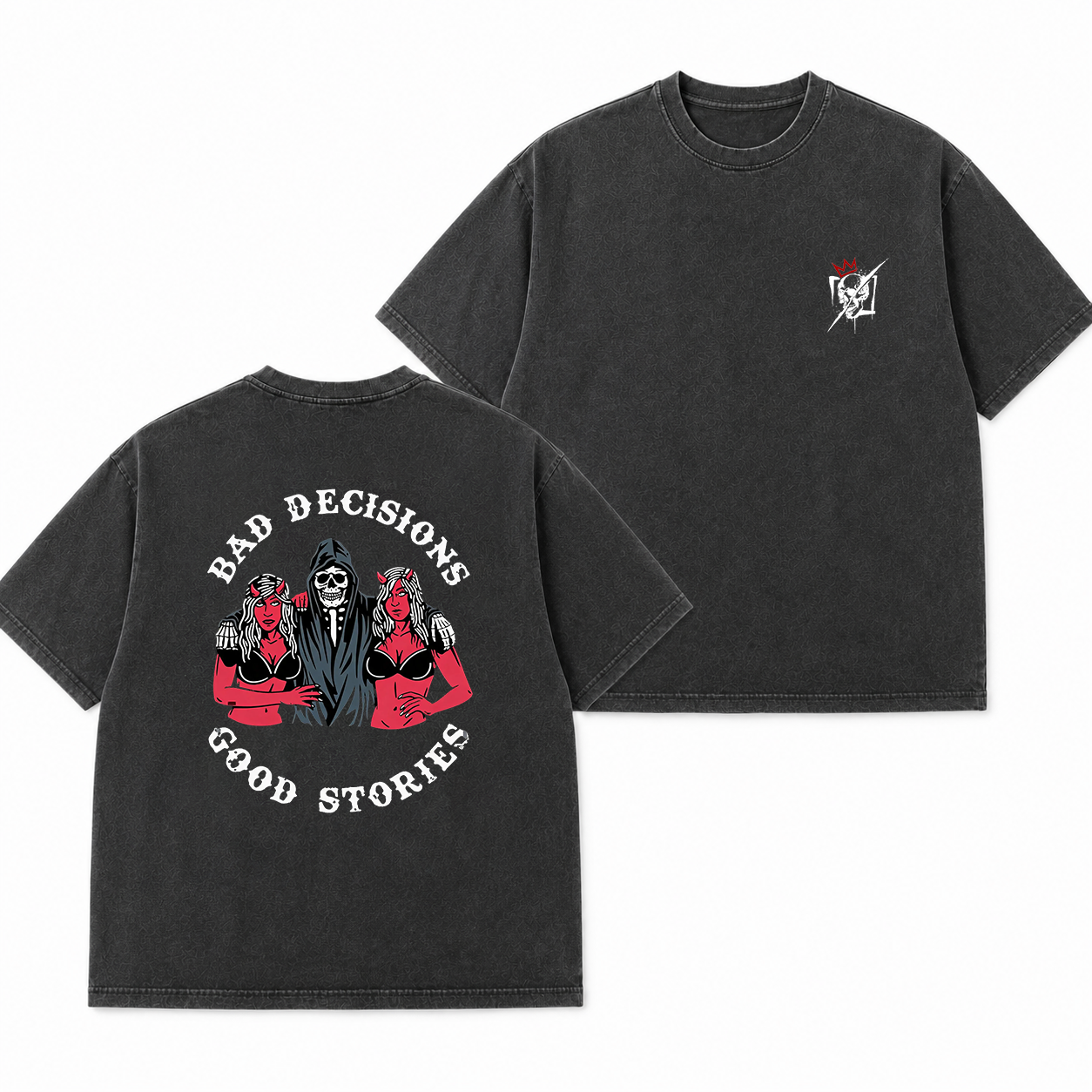Bad Decisions Good Stories Skeleton T-Shirt & Hoodie