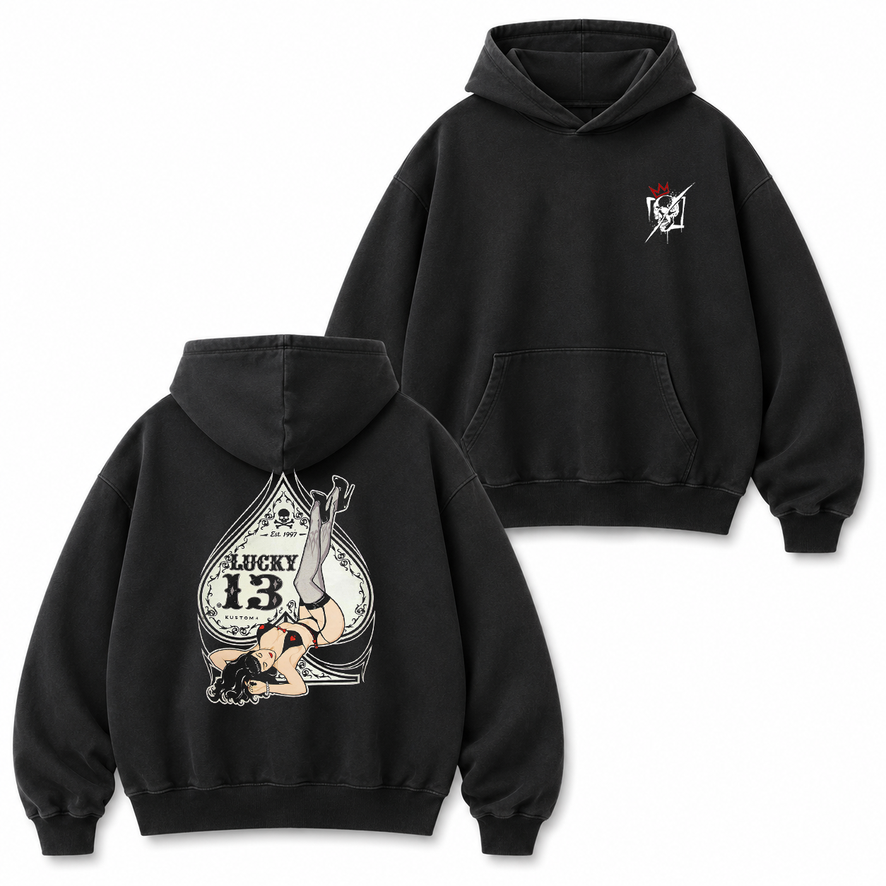 Lucky 13 Pin-Up Girl Graphic T-Shirt & Hoodie