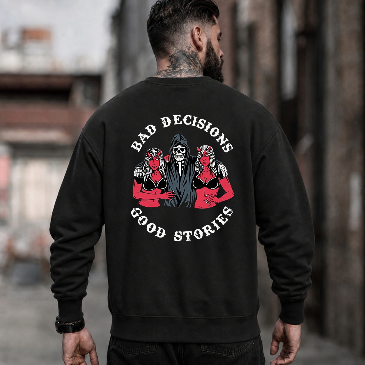 Bad Decisions Good Stories Skeleton T-Shirt & Hoodie