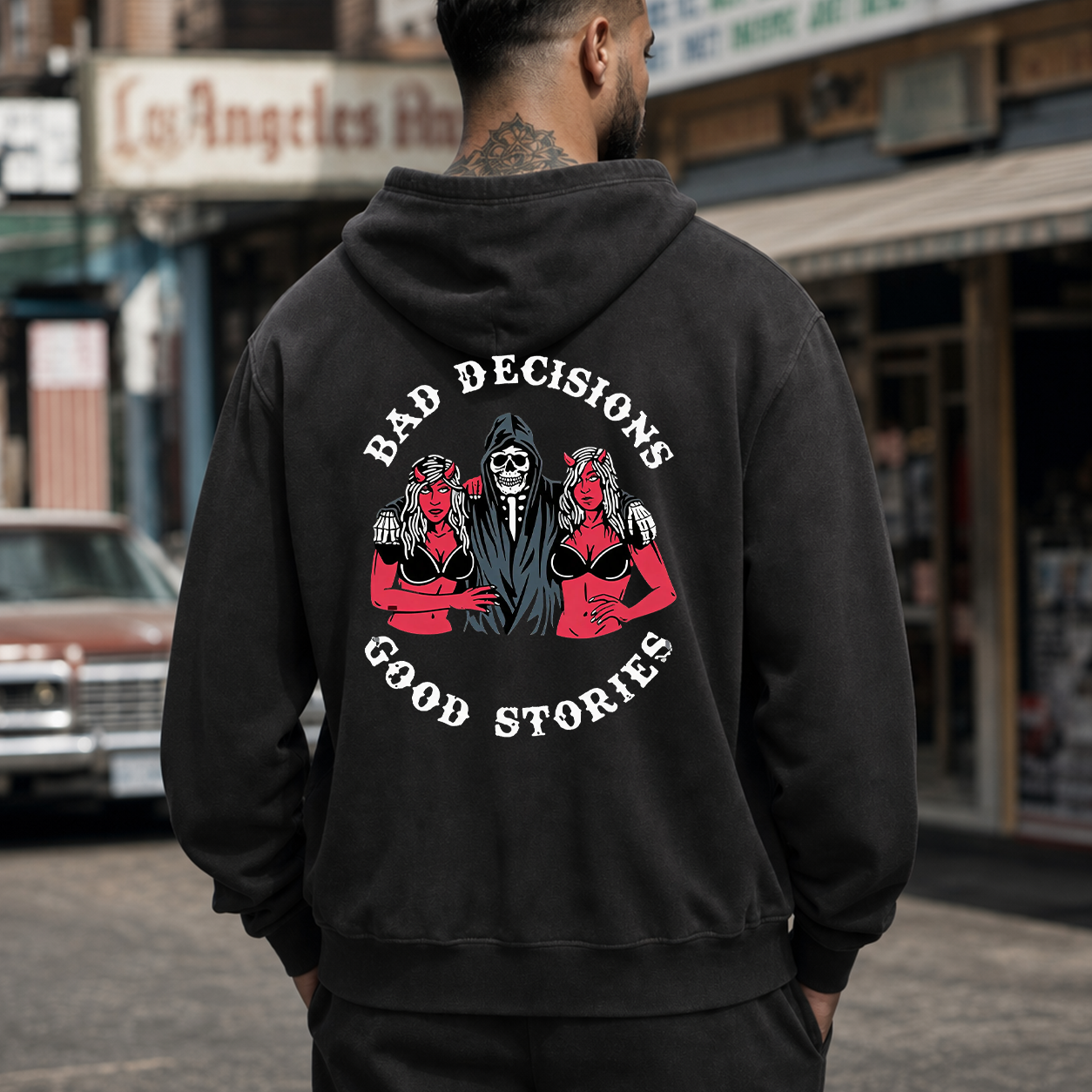 Bad Decisions Good Stories Skeleton T-Shirt & Hoodie