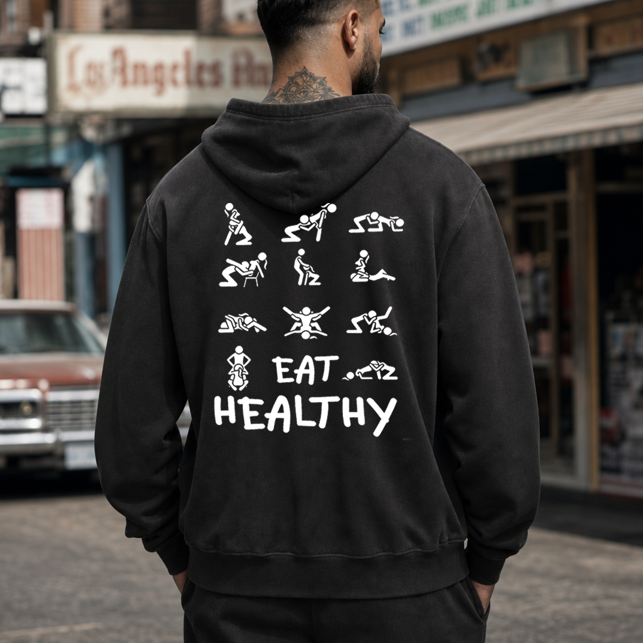 Eat Healthy Funny Adult Graphic T-Shirt & Hoodie