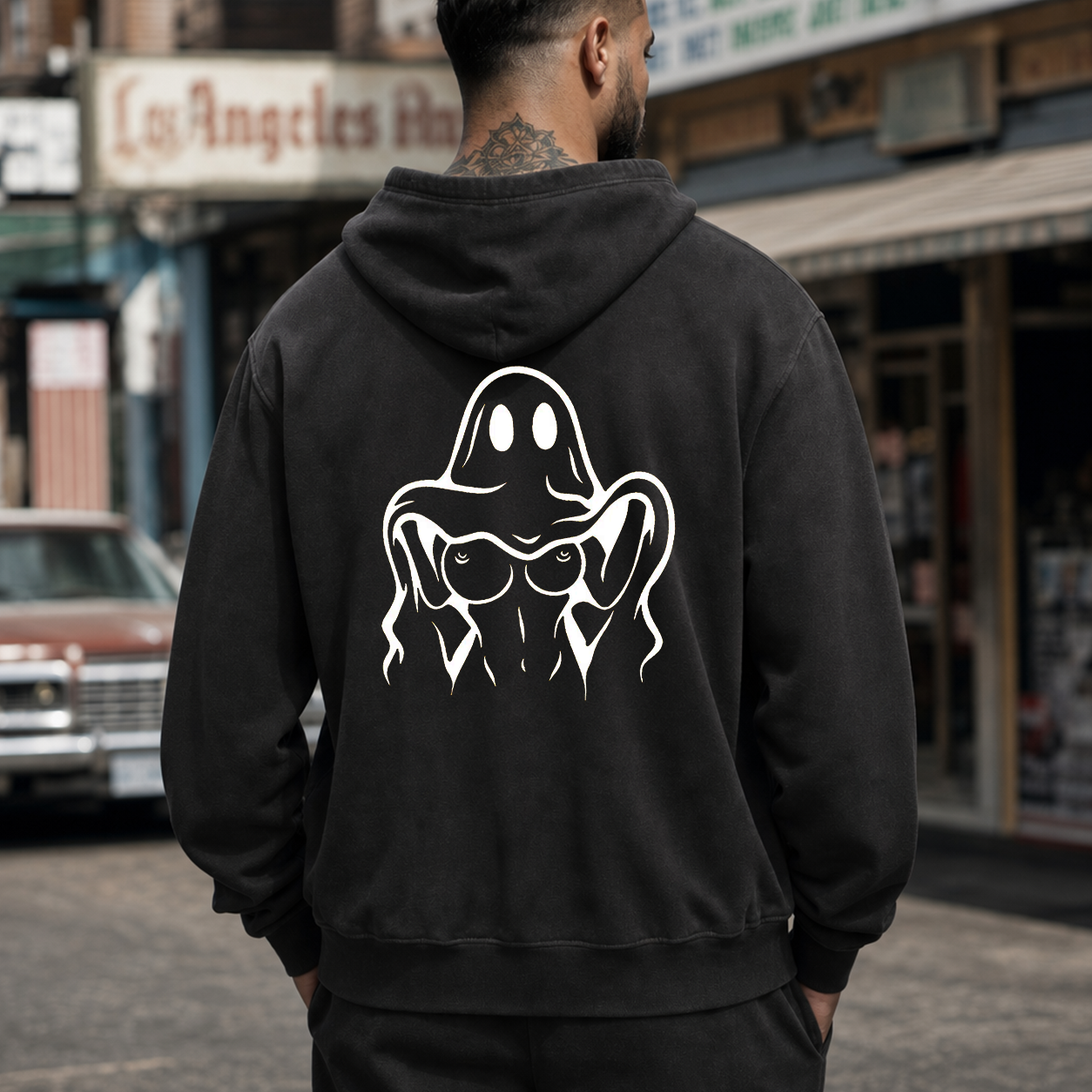 Middle Finger Ghost Graphic T-Shirt & Hoodie