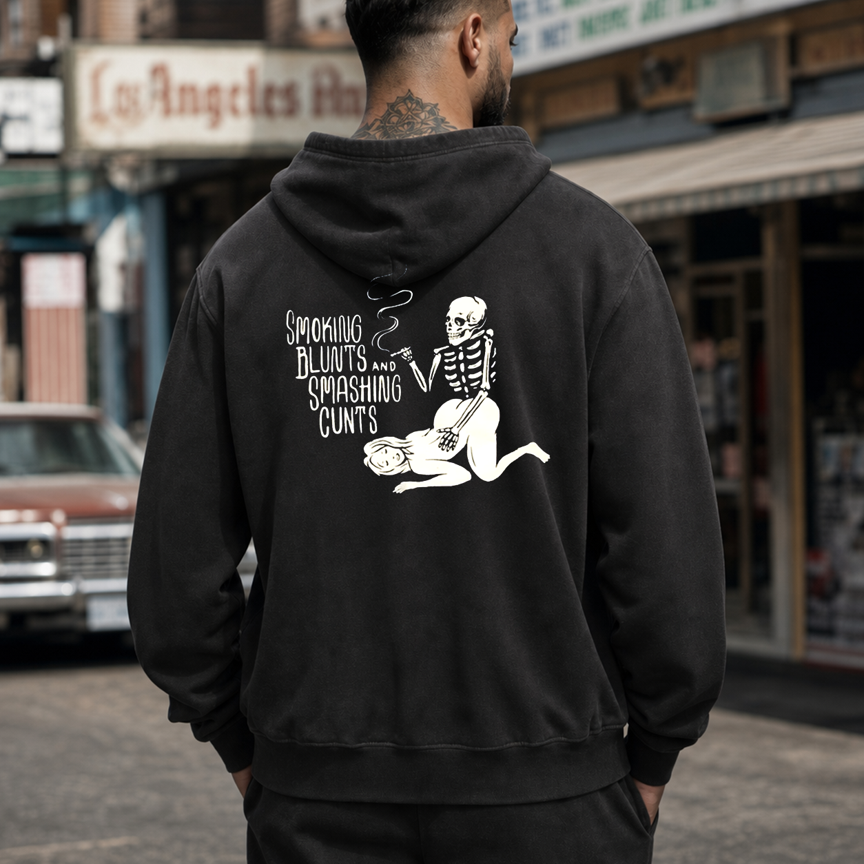 Smoking Blunts Skeleton Funny T-Shirt & Hoodie