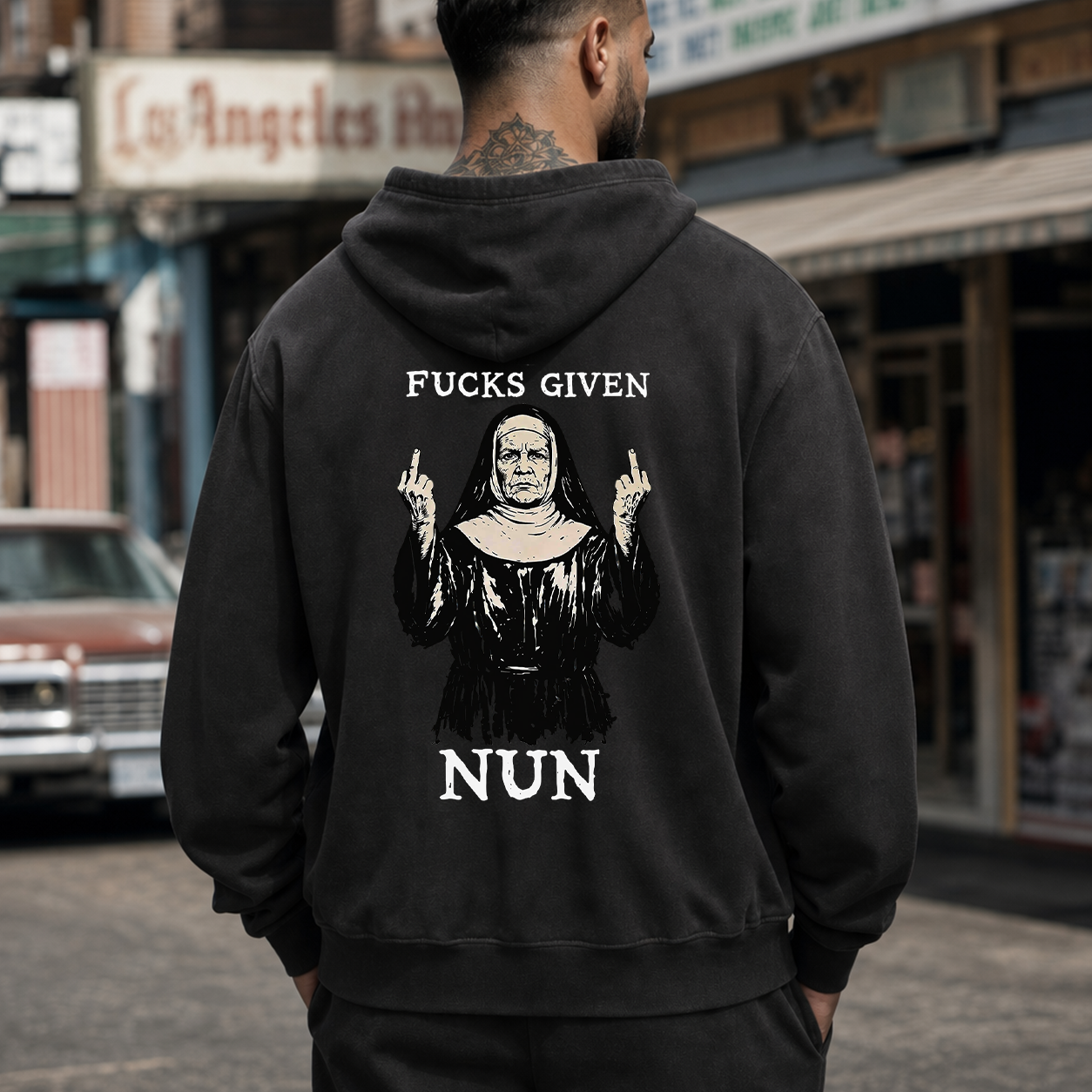 Fucks Given Rebel Nun Graphic T-Shirt & Hoodie