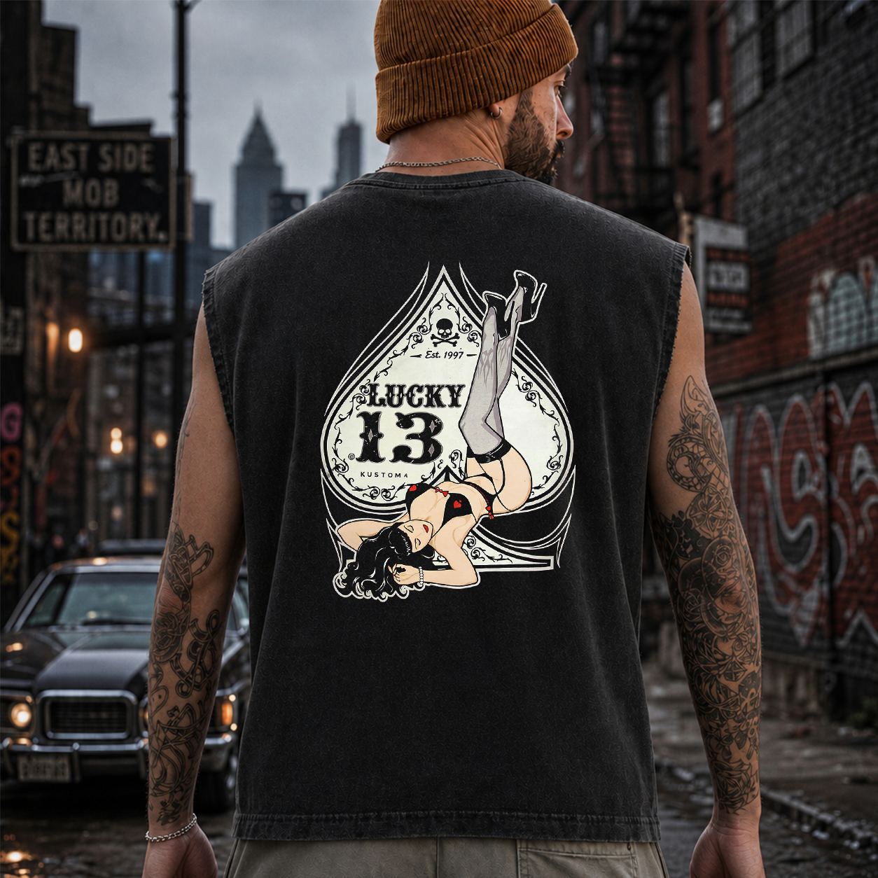 Lucky 13 Pin-Up Girl Graphic T-Shirt & Hoodie