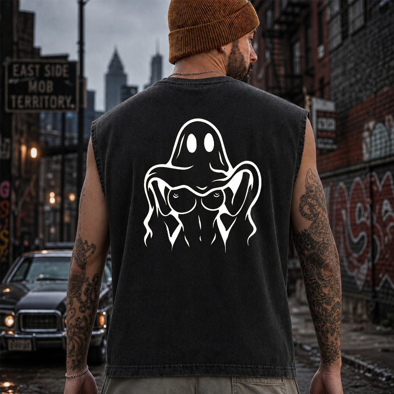 Middle Finger Ghost Graphic T-Shirt & Hoodie