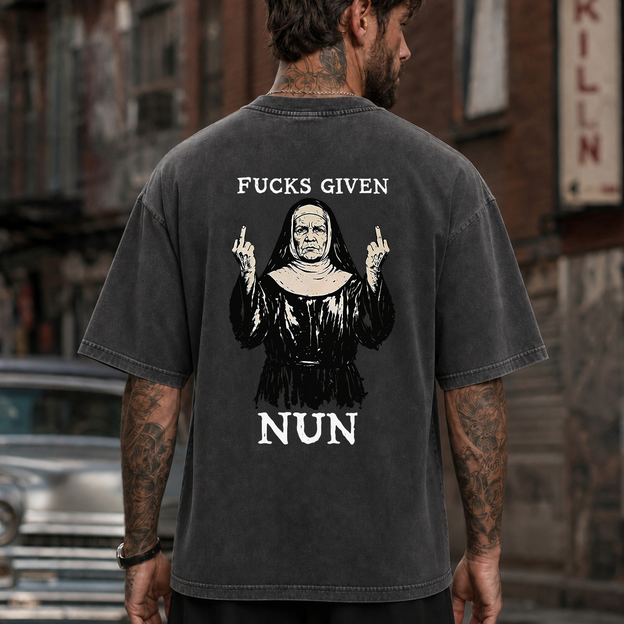 Fucks Given Rebel Nun Graphic T-Shirt & Hoodie
