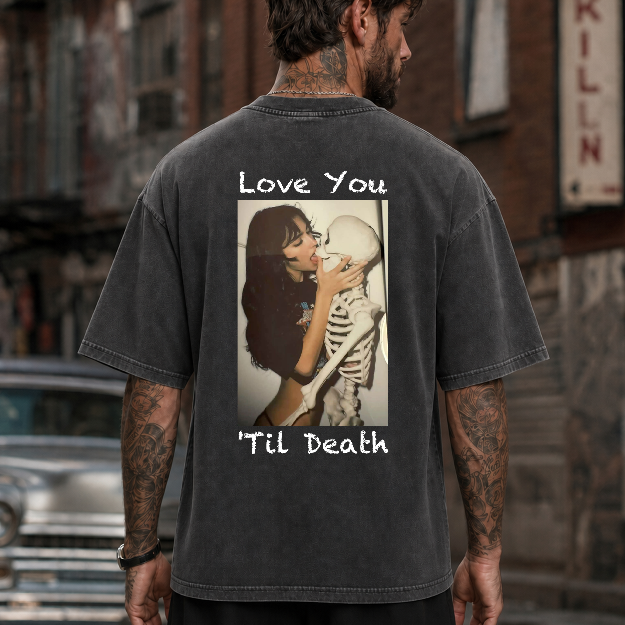 Love You Till Death Skeleton Kiss T-Shirt & Hoodie