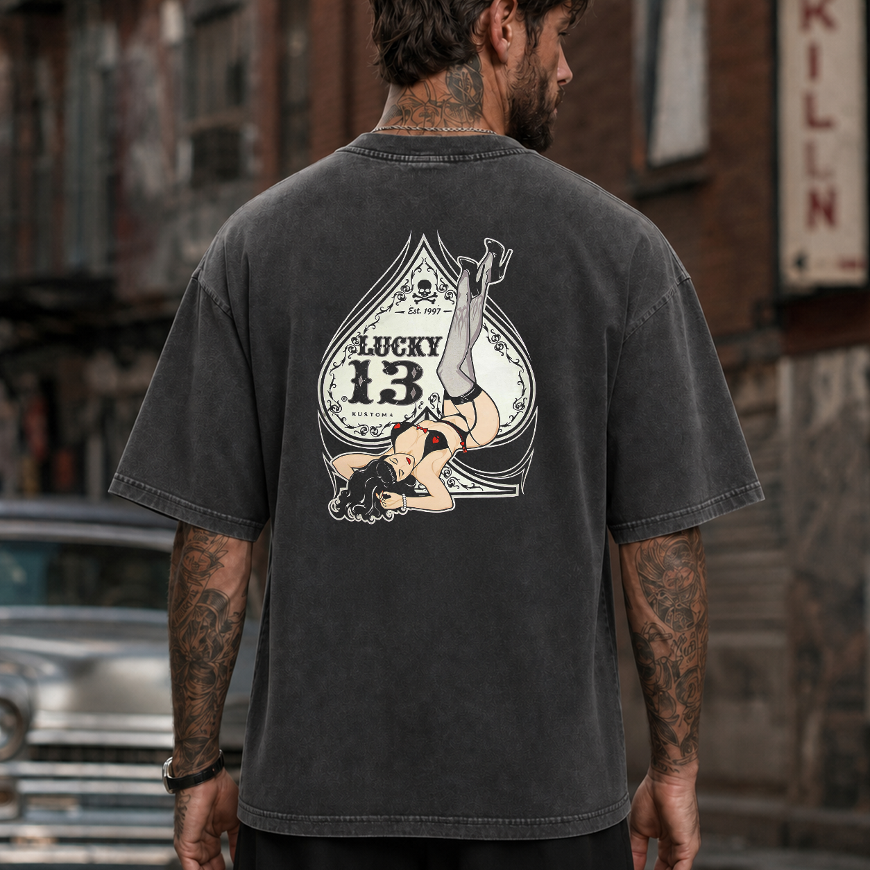 Lucky 13 Pin-Up Girl Graphic T-Shirt & Hoodie