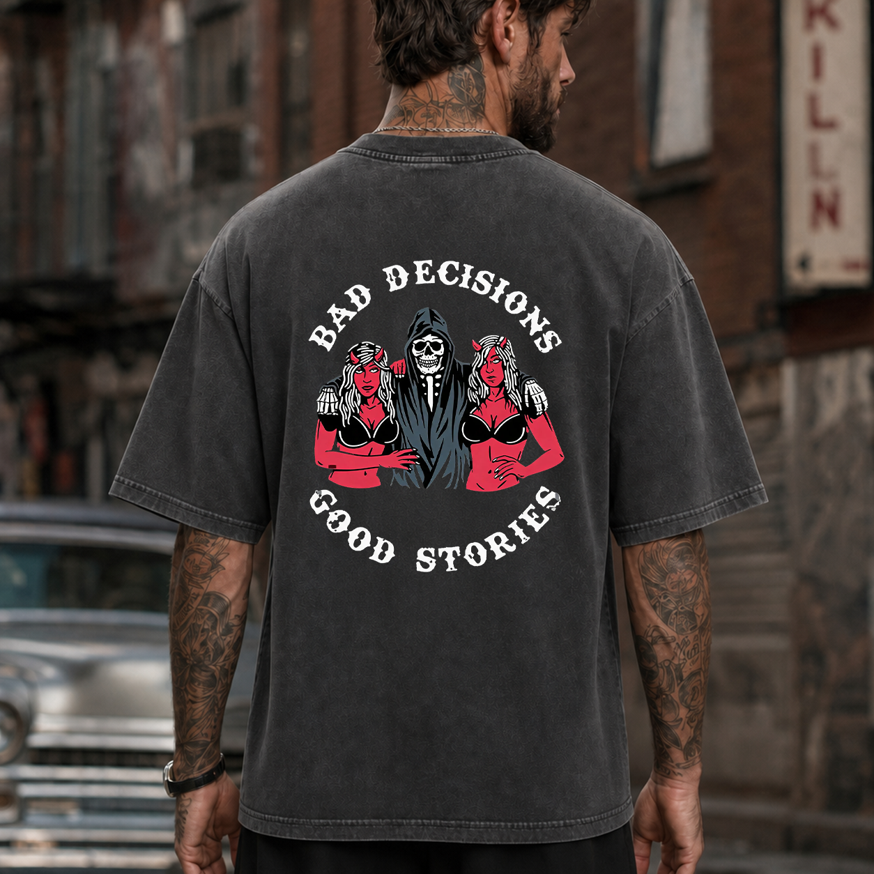 Bad Decisions Good Stories Skeleton T-Shirt & Hoodie