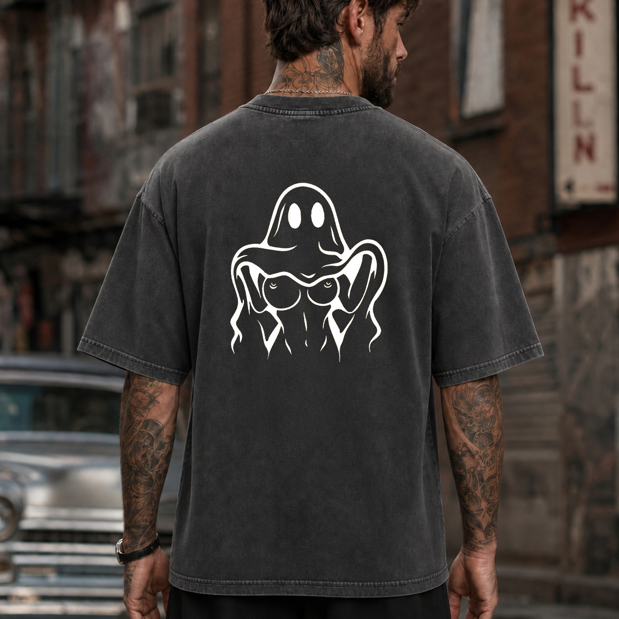 Middle Finger Ghost Graphic T-Shirt & Hoodie