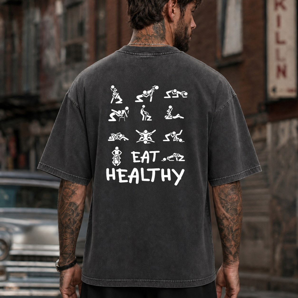 Eat Healthy Funny Adult Graphic T-Shirt & Hoodie