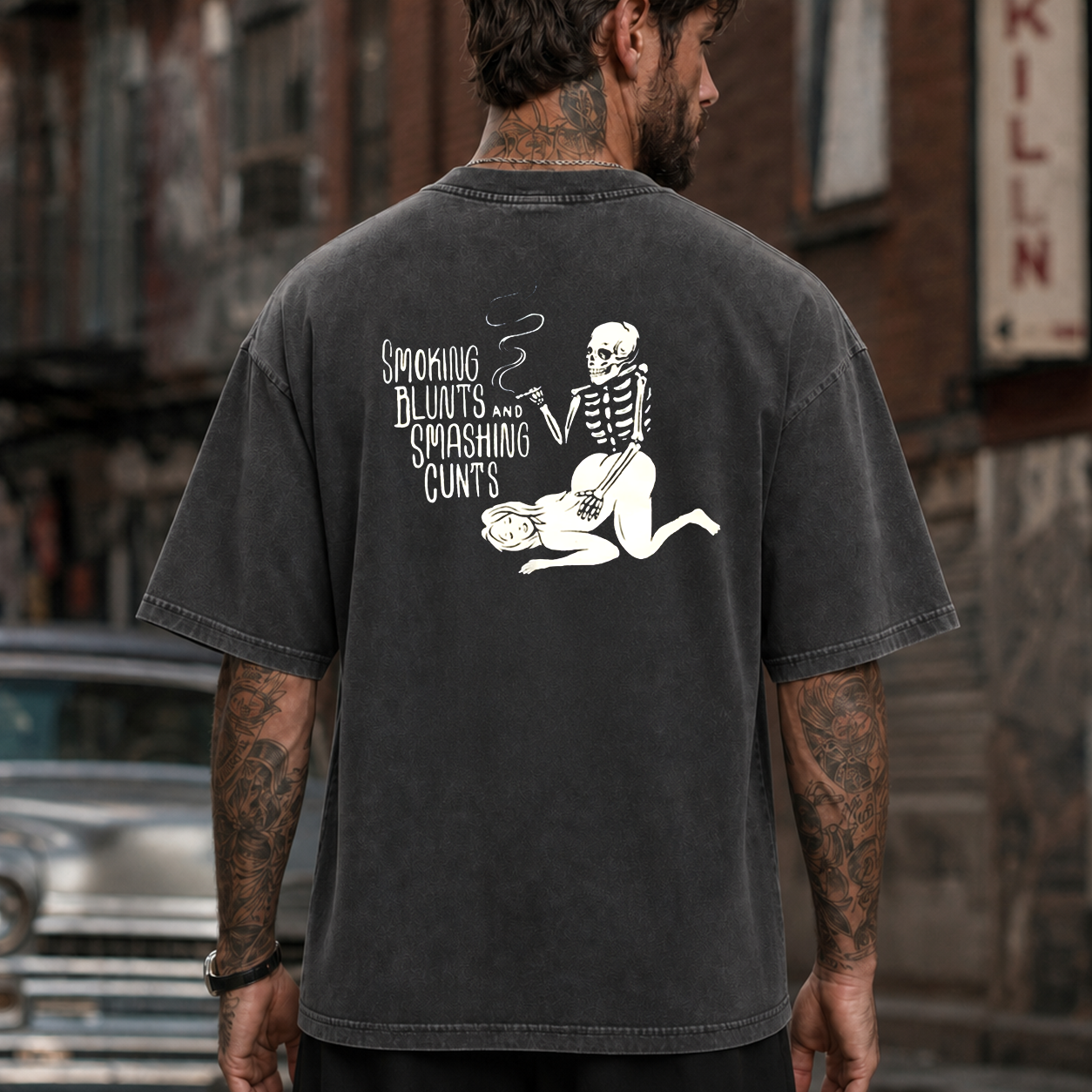 Smoking Blunts Skeleton Funny T-Shirt & Hoodie