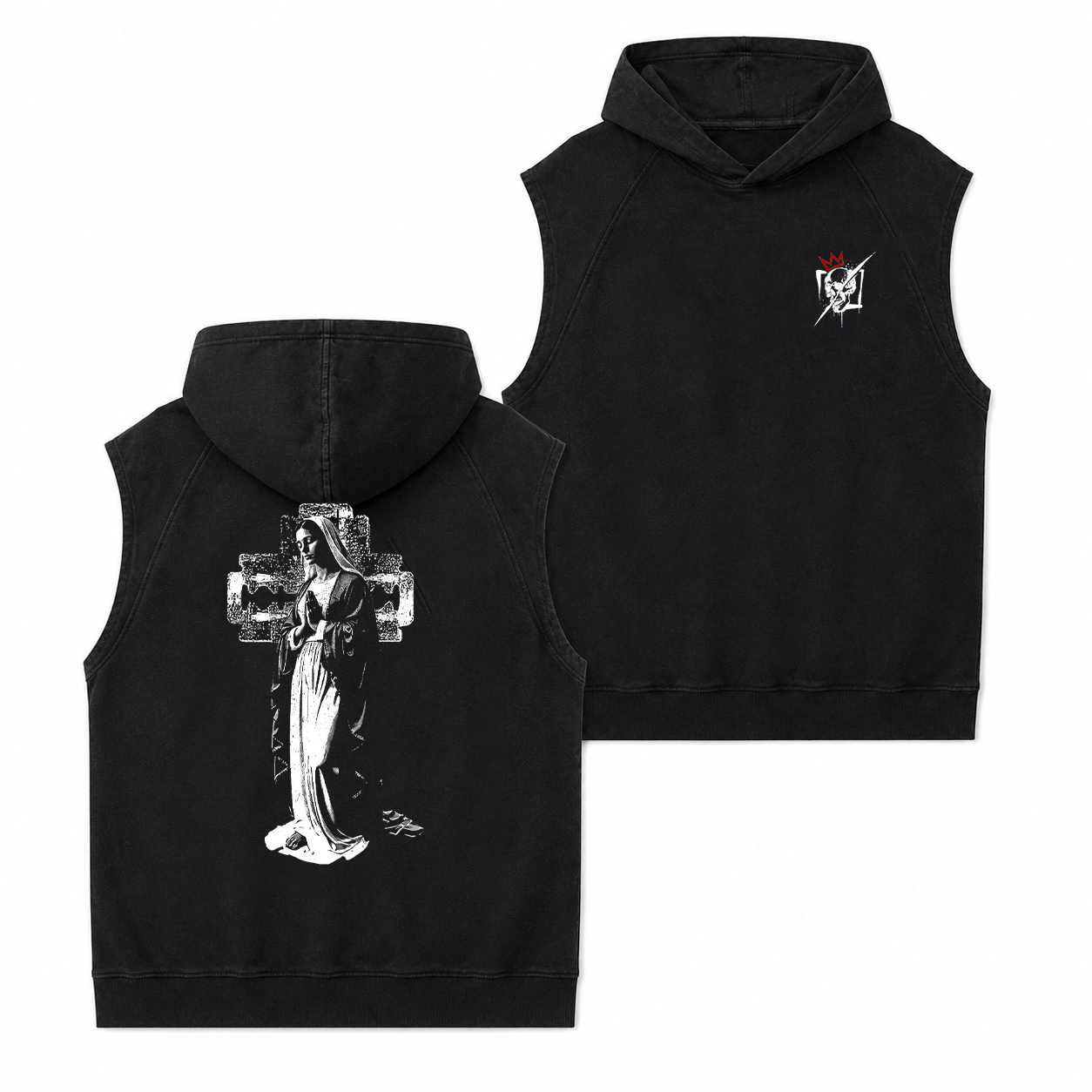Gothic Praying Nun Cross Graphic T-Shirt & Hoodie