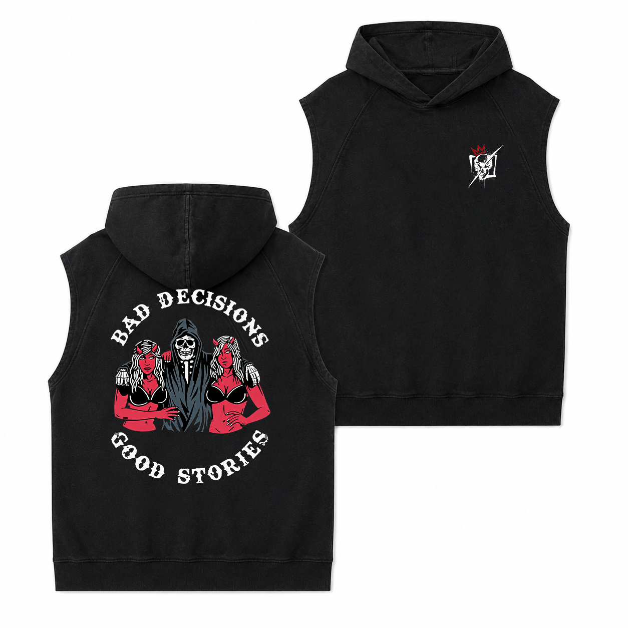 Bad Decisions Good Stories Skeleton T-Shirt & Hoodie