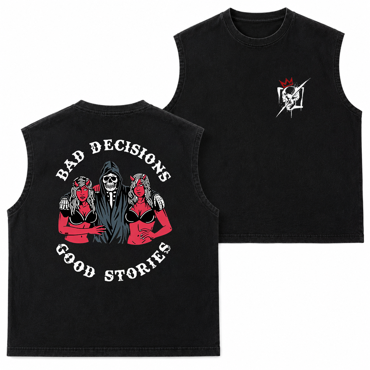 Bad Decisions Good Stories Skeleton T-Shirt & Hoodie