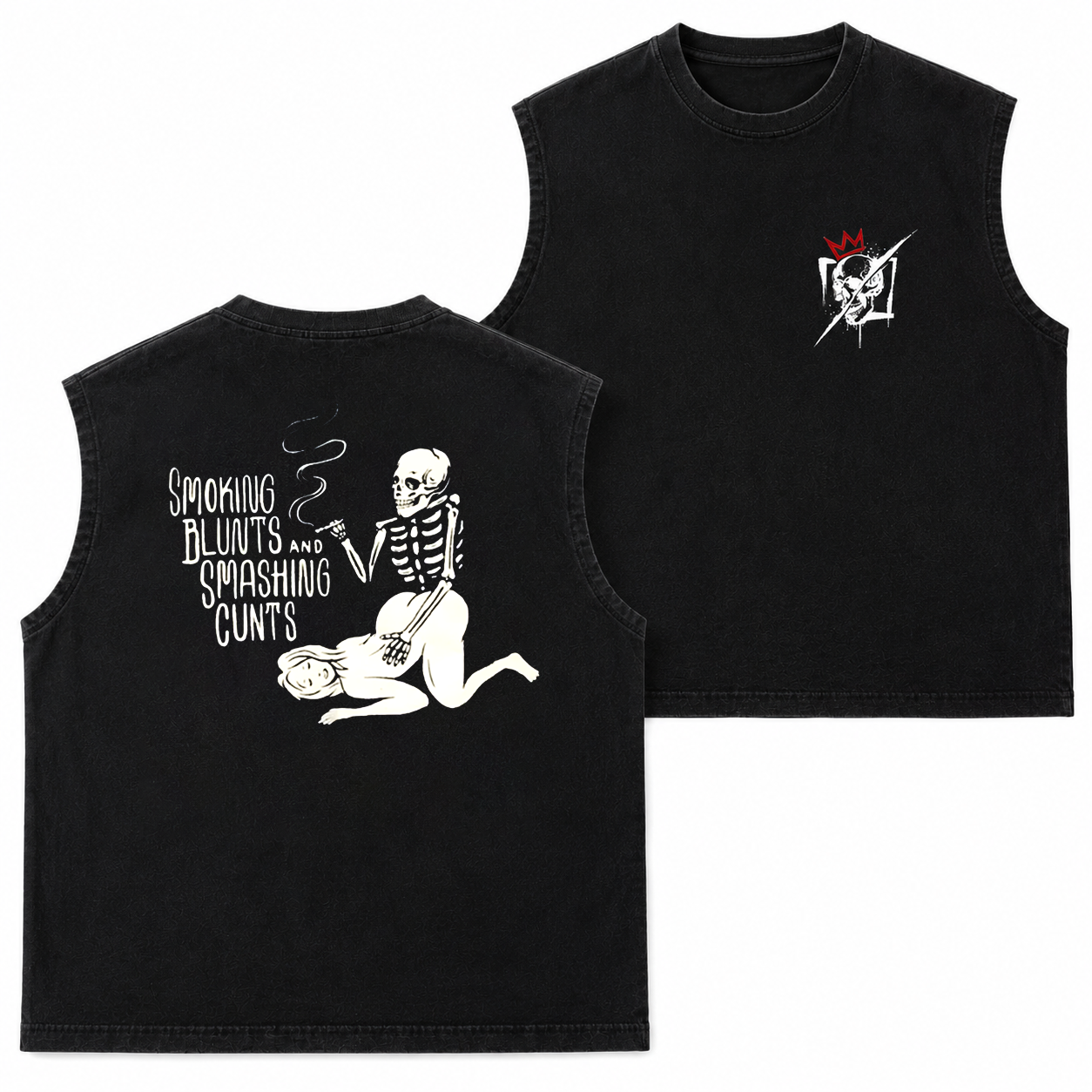 Smoking Blunts Skeleton Funny T-Shirt & Hoodie