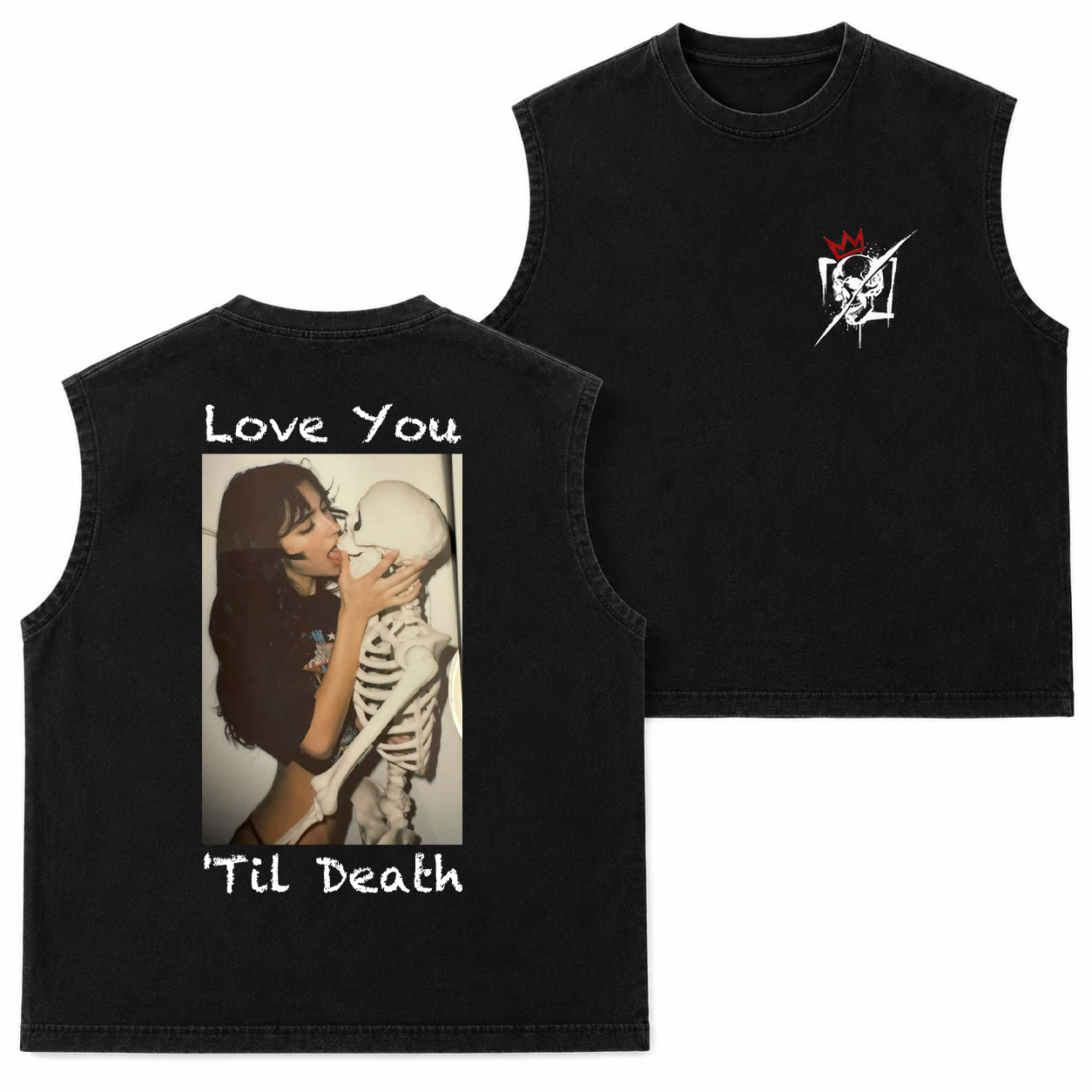 Love You Till Death Skeleton Kiss T-Shirt & Hoodie