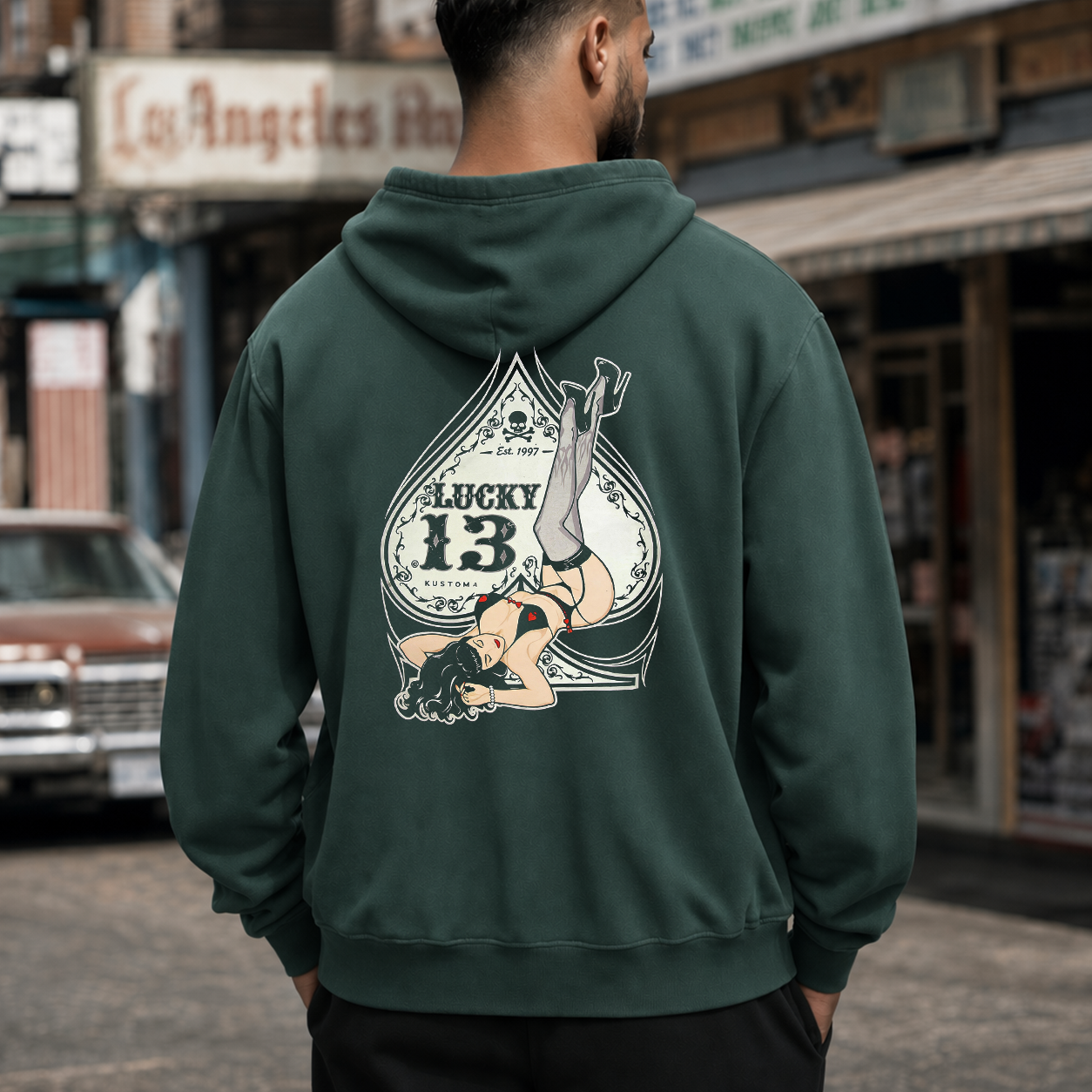 Lucky 13 Pin-Up Girl Graphic T-Shirt & Hoodie
