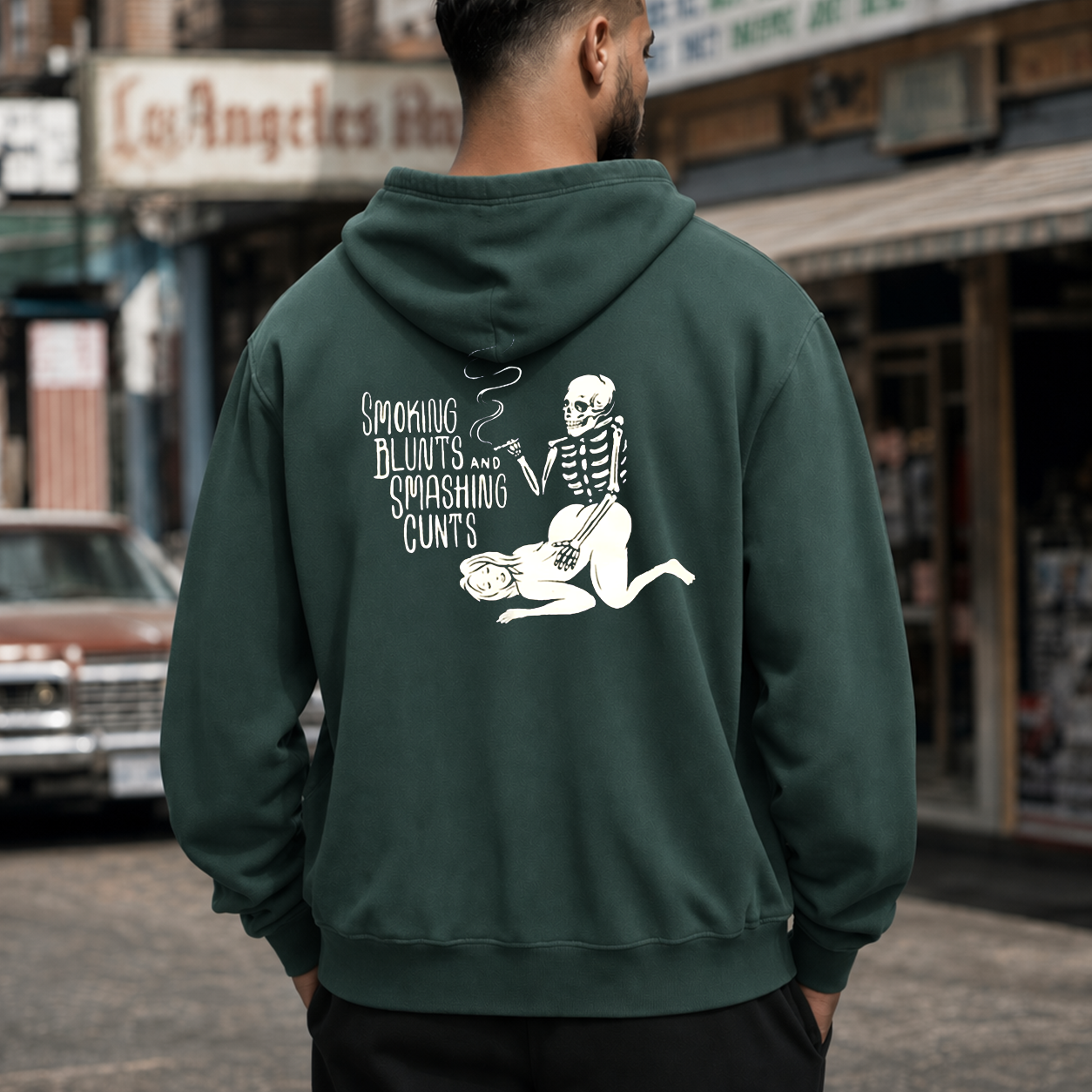 Smoking Blunts Skeleton Funny T-Shirt & Hoodie