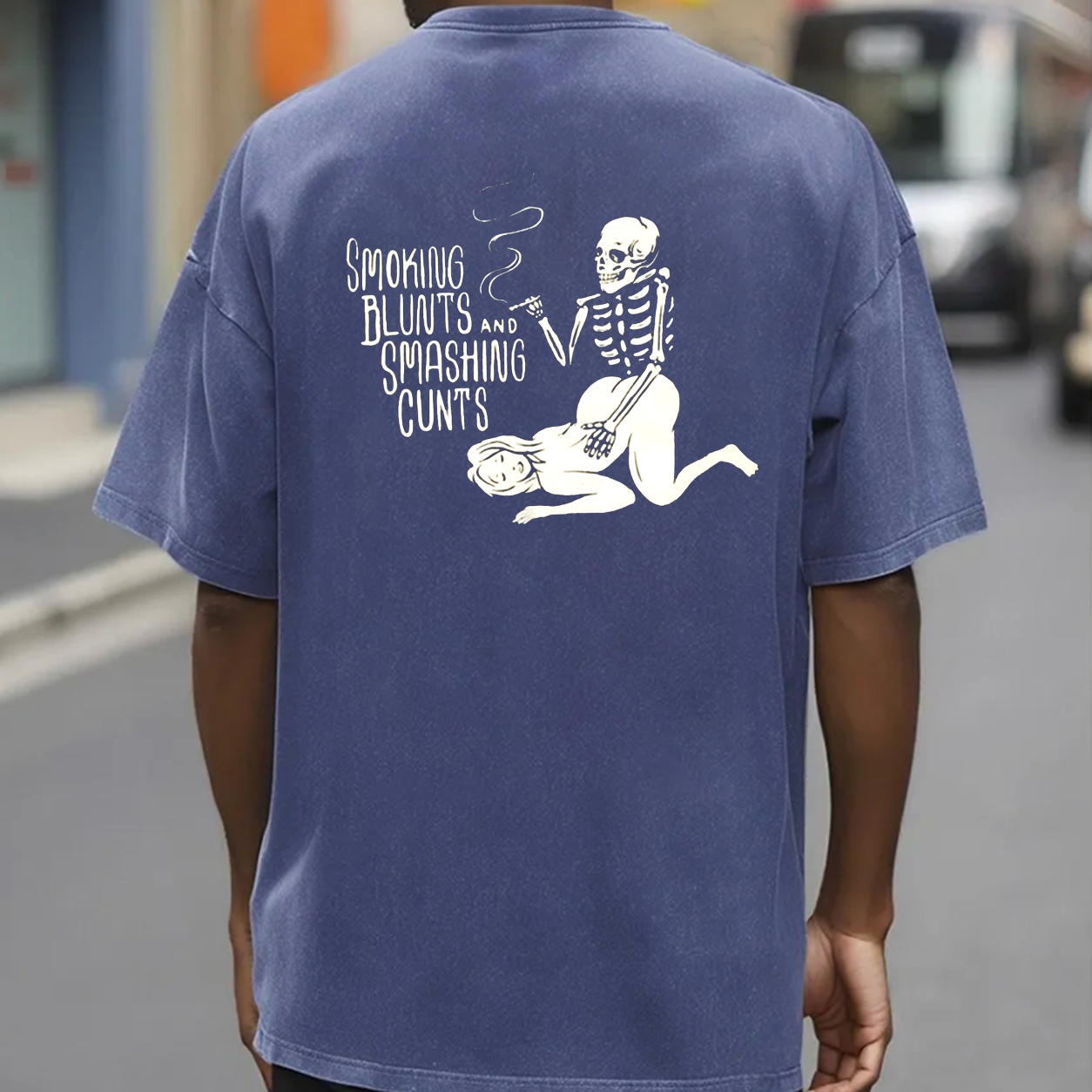 Smoking Blunts Skeleton Funny T-Shirt & Hoodie