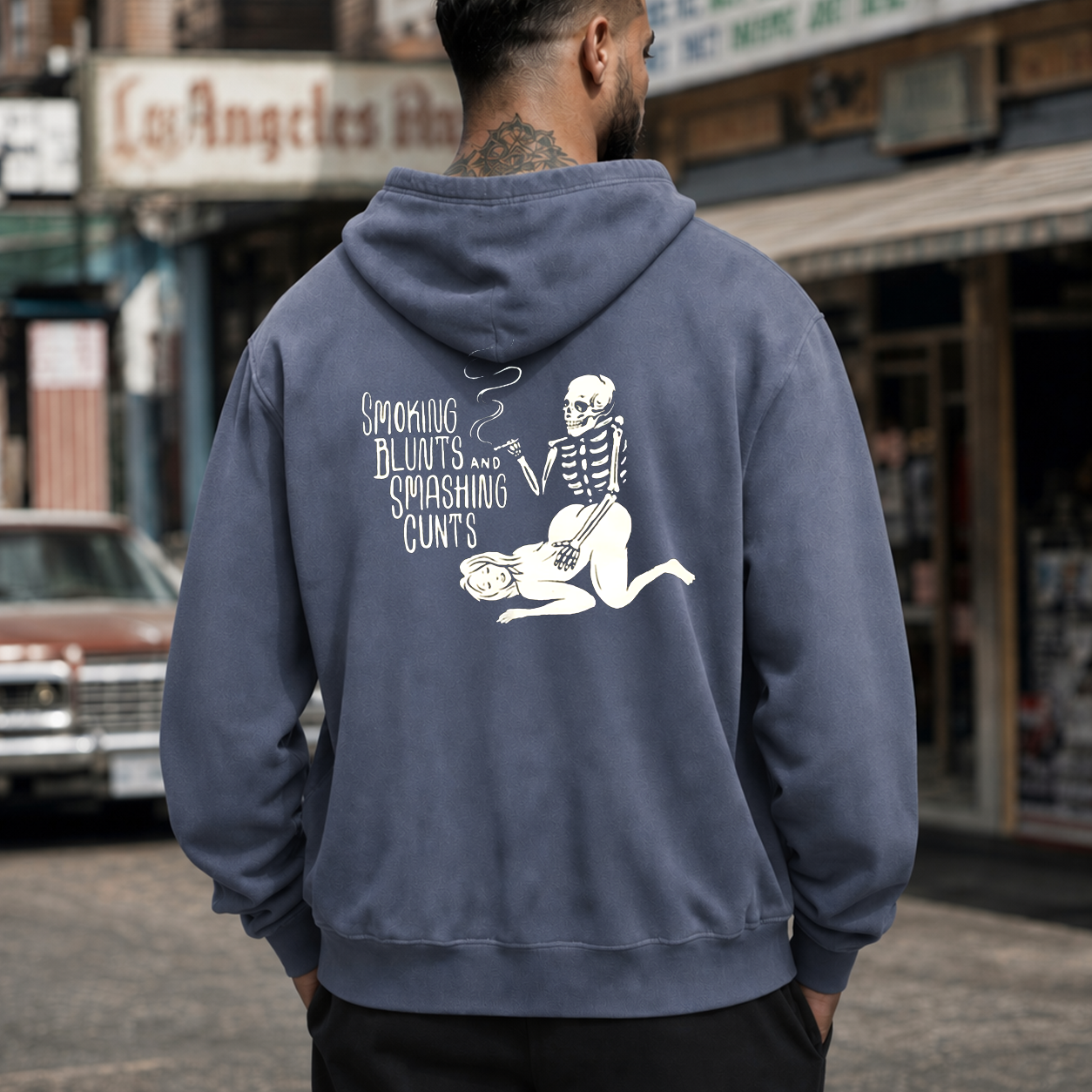 Smoking Blunts Skeleton Funny T-Shirt & Hoodie