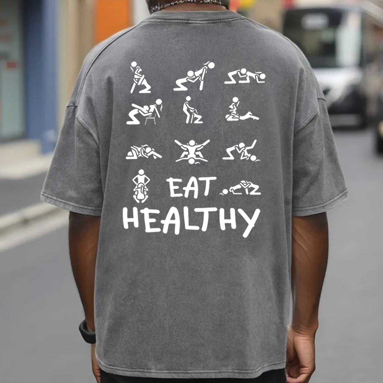 Eat Healthy Funny Adult Graphic T-Shirt & Hoodie