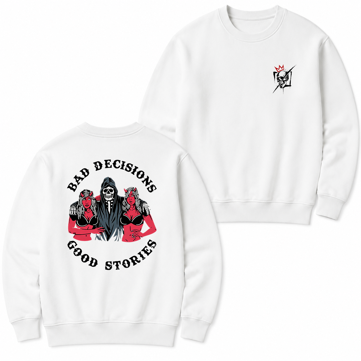 Bad Decisions Good Stories Skeleton T-Shirt & Hoodie