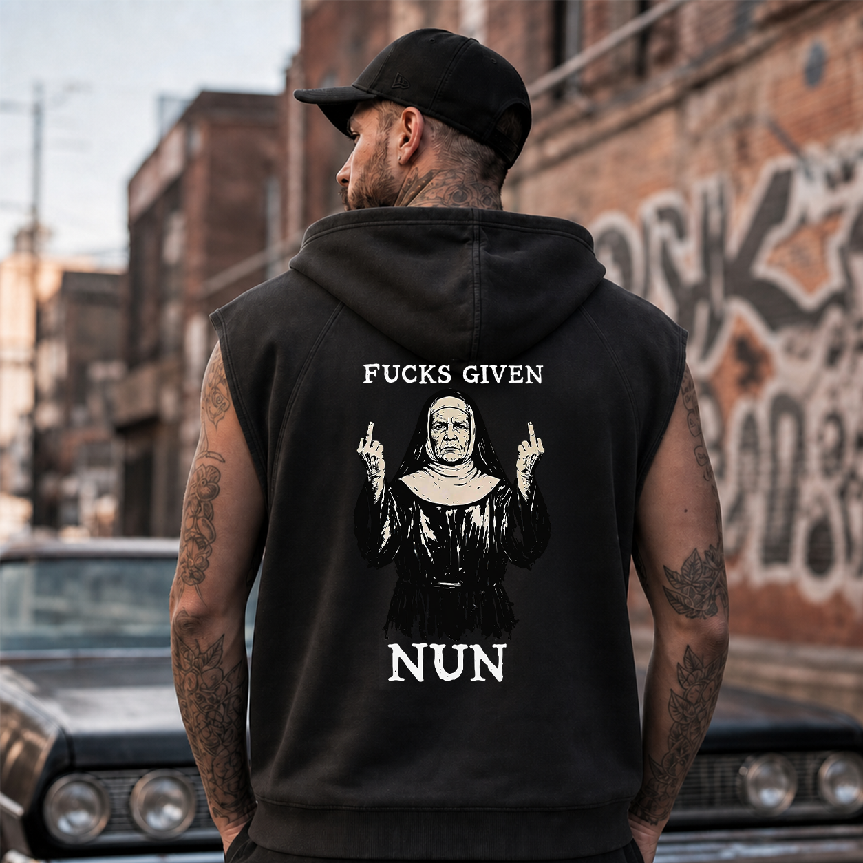 Fucks Given Rebel Nun Graphic T-Shirt & Hoodie