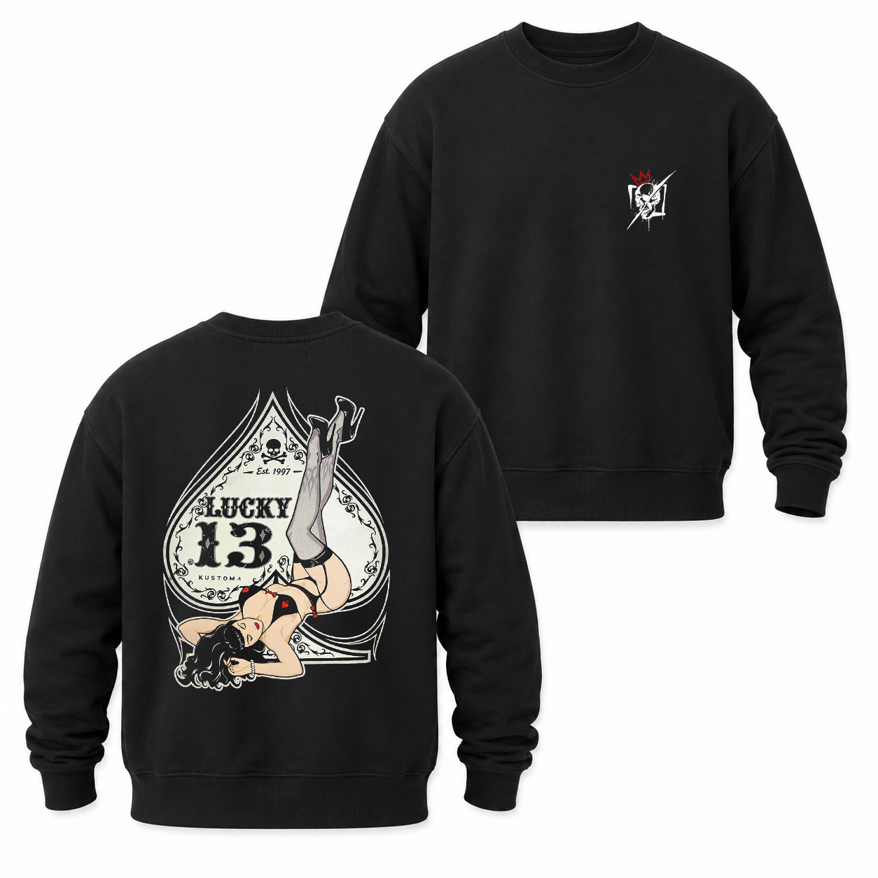 Lucky 13 Pin-Up Girl Graphic T-Shirt & Hoodie