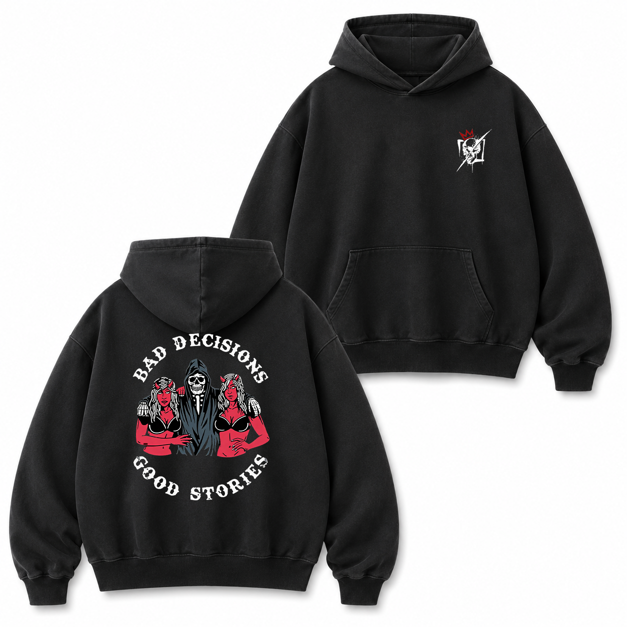 Bad Decisions Good Stories Skeleton T-Shirt & Hoodie
