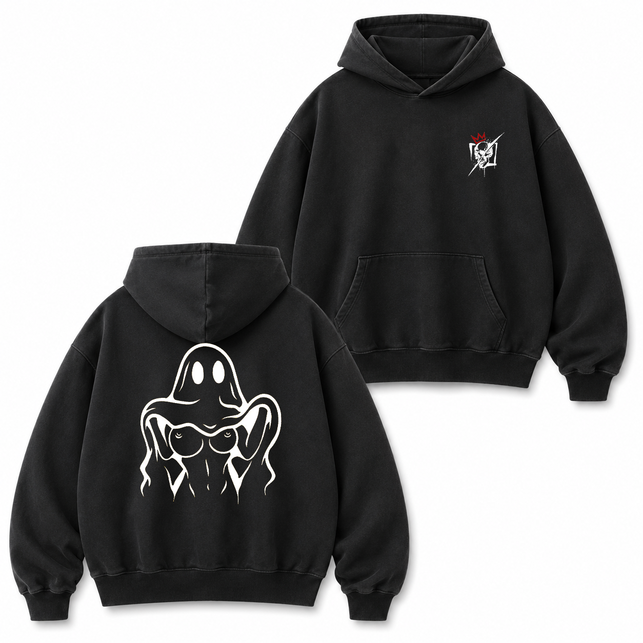 Middle Finger Ghost Graphic T-Shirt & Hoodie
