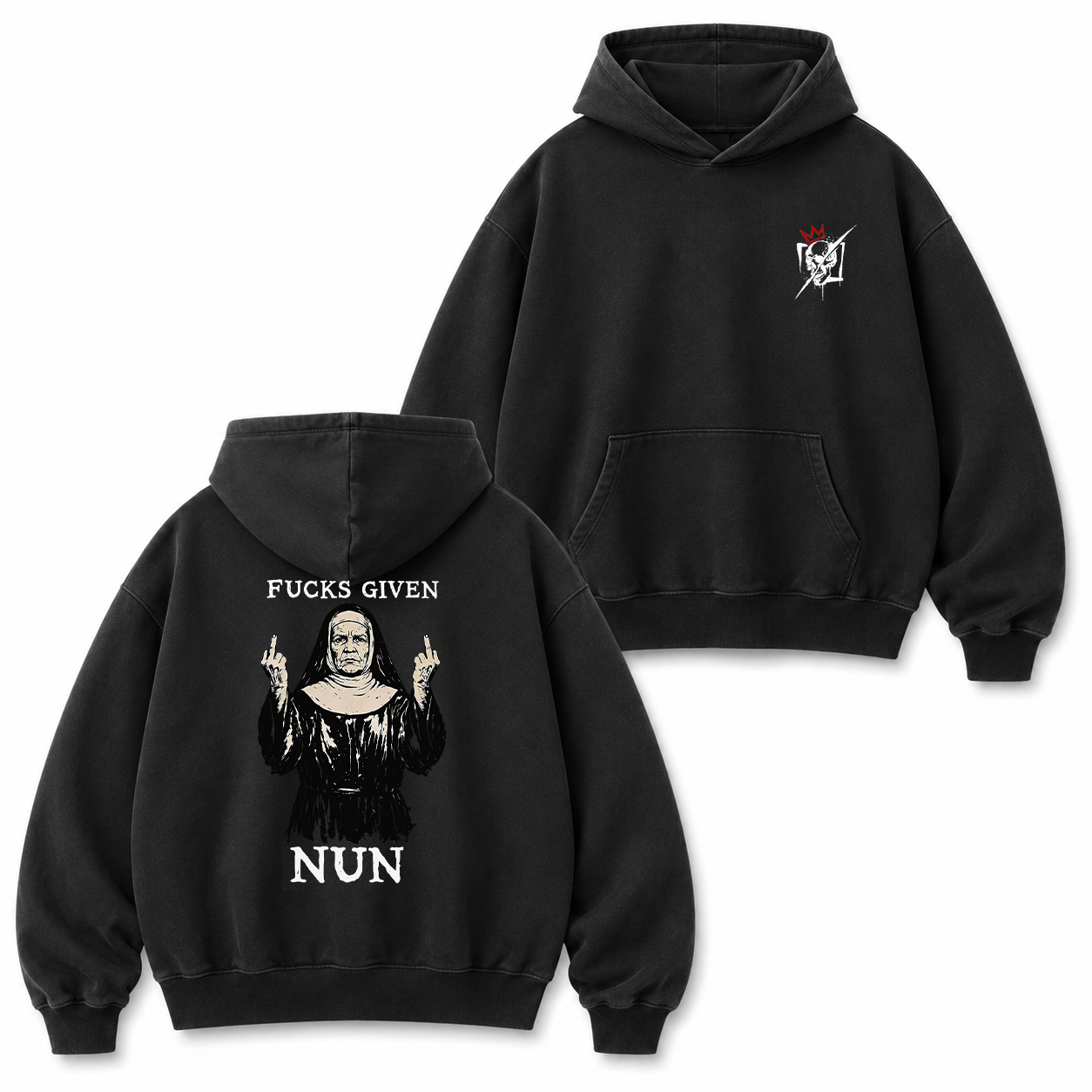 Fucks Given Rebel Nun Graphic T-Shirt & Hoodie