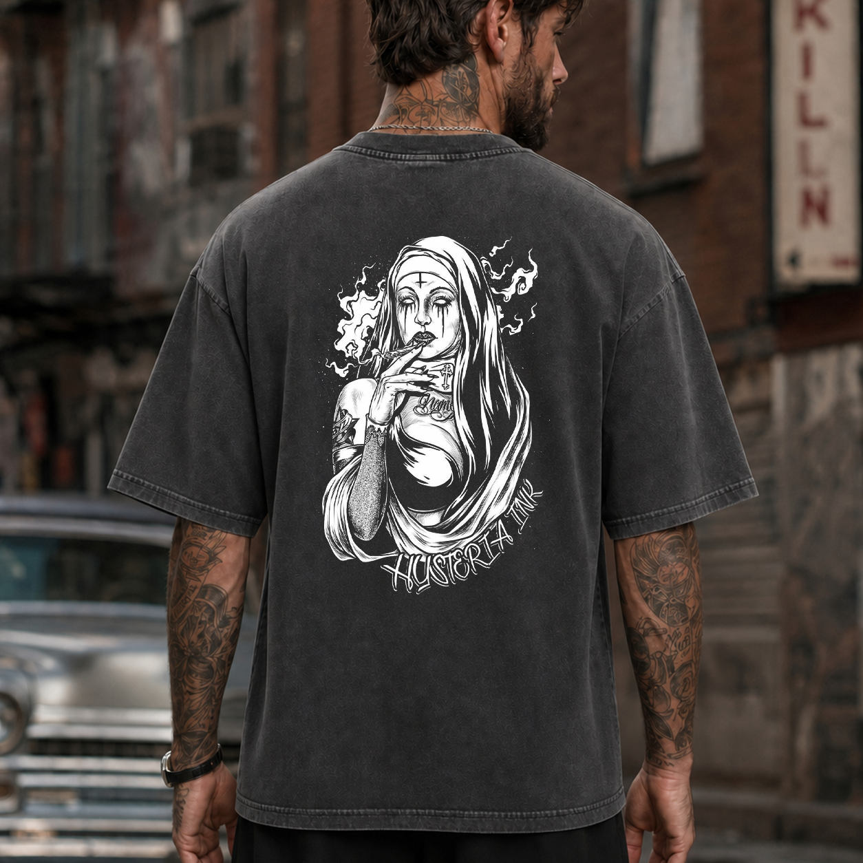 Smoking Nun Gothic Graphic T-Shirt & Hoodie