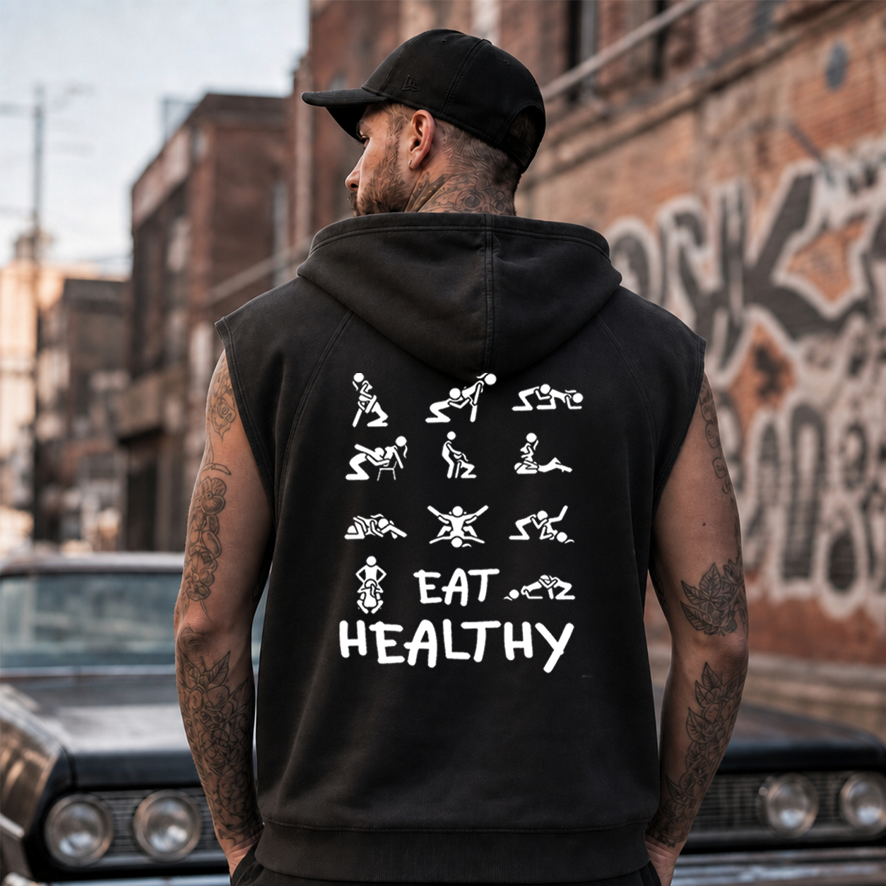 Eat Healthy Funny Adult Graphic T-Shirt & Hoodie