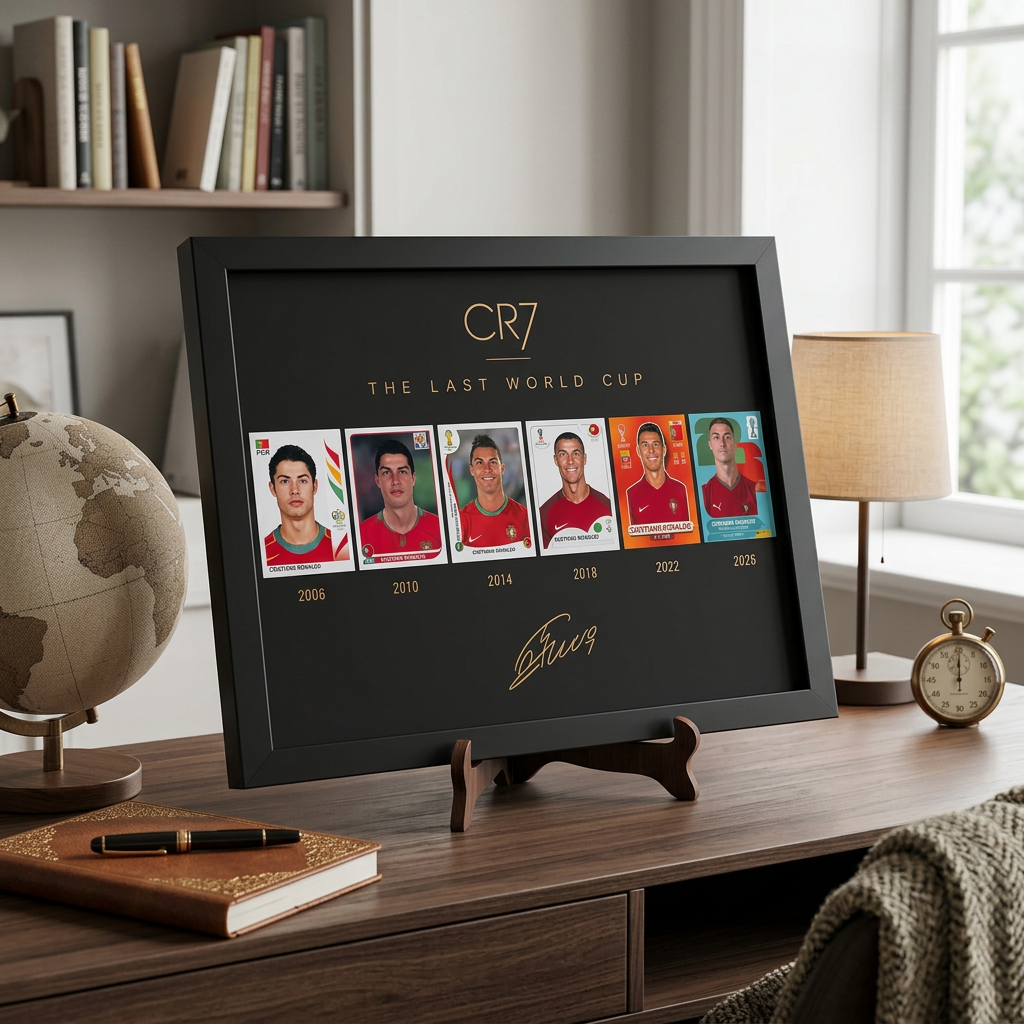 CR7 "The Last World Cup" Career Timeline Framed Sticker & Card Display