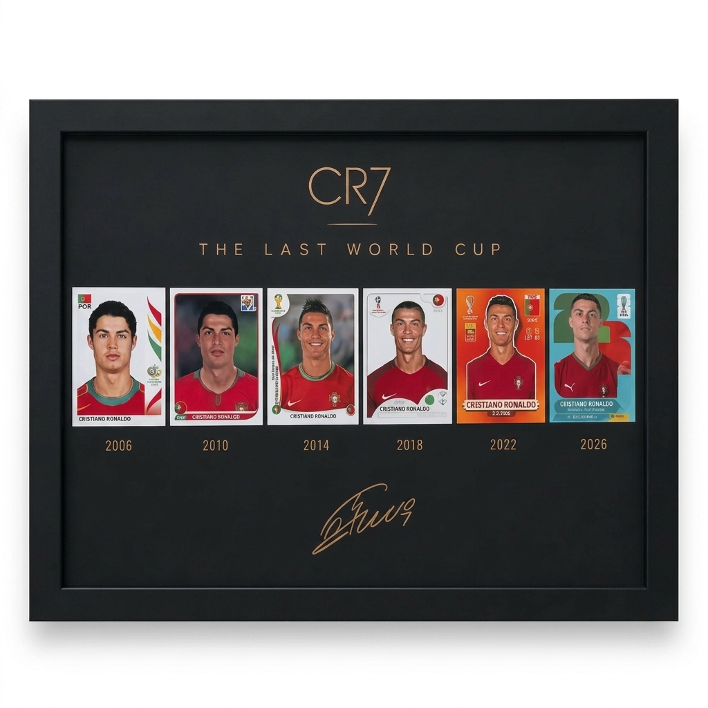 CR7 "The Last World Cup" Career Timeline Framed Sticker & Card Display