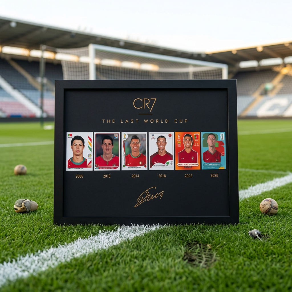 CR7 "The Last World Cup" Career Timeline Framed Sticker & Card Display