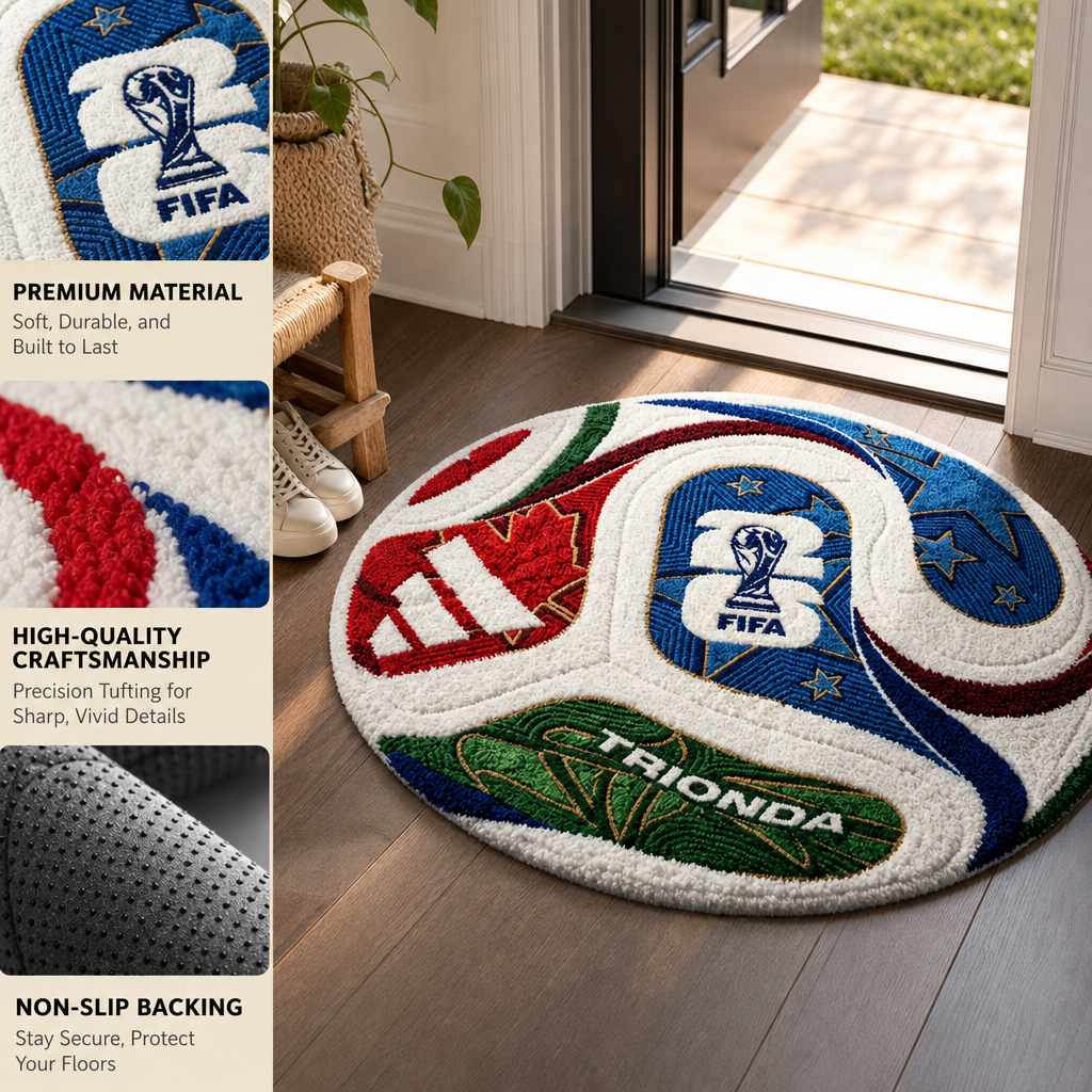 2026 World Cup Soccer Ball Round Tufted Rug