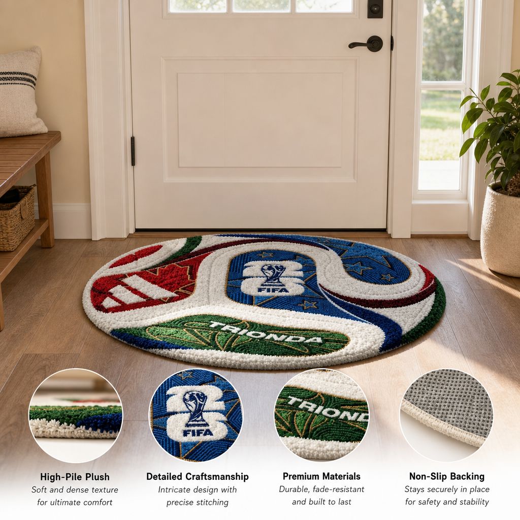 2026 World Cup Soccer Ball Round Tufted Rug