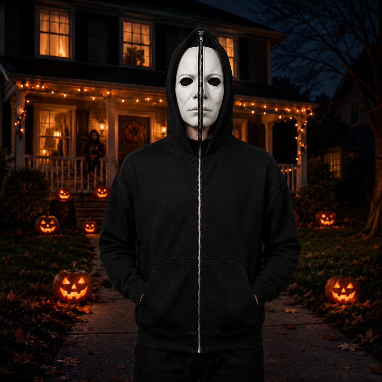 Halloween zip-up hoodie – Michael Myers graphic design