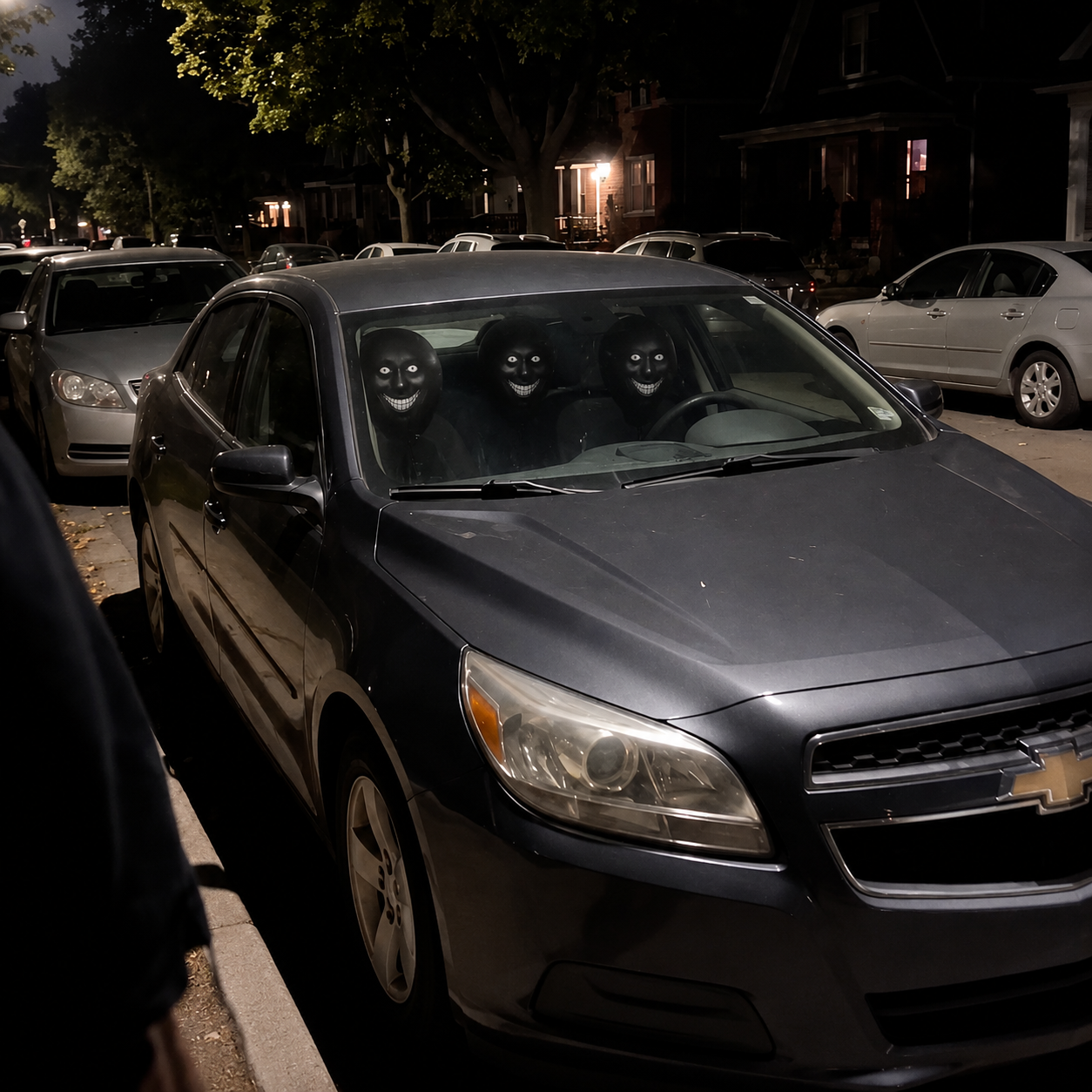 Spooky ghost car headrest covers – front seat detail