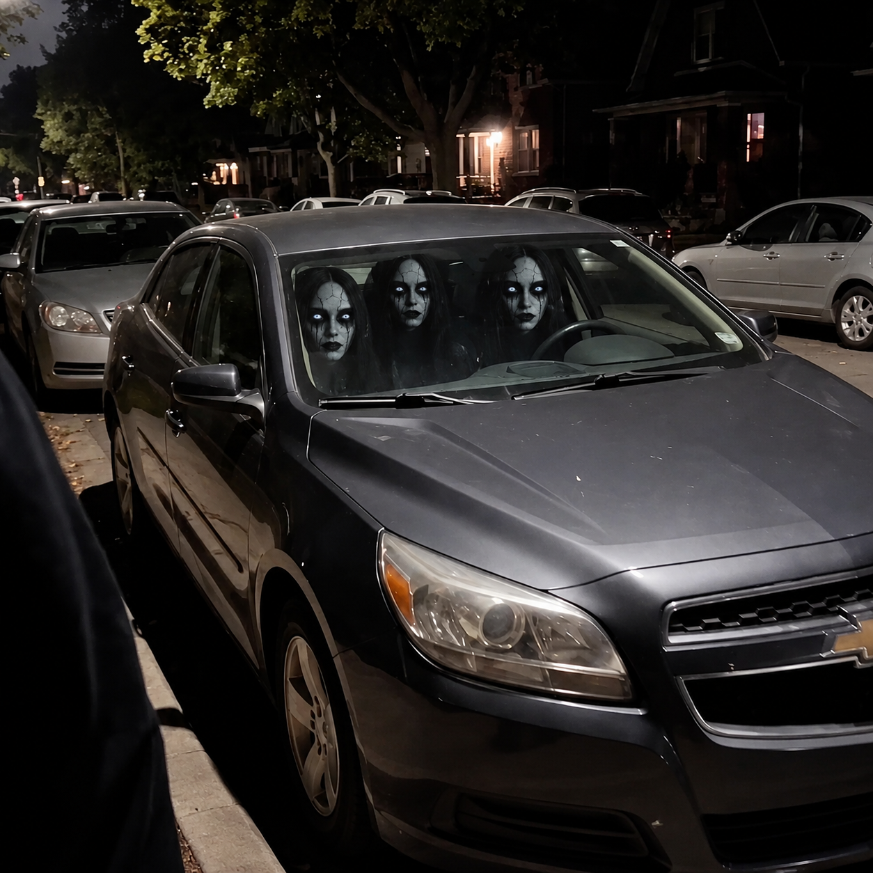 Haunted phantom headrest covers – horror car interior accessory